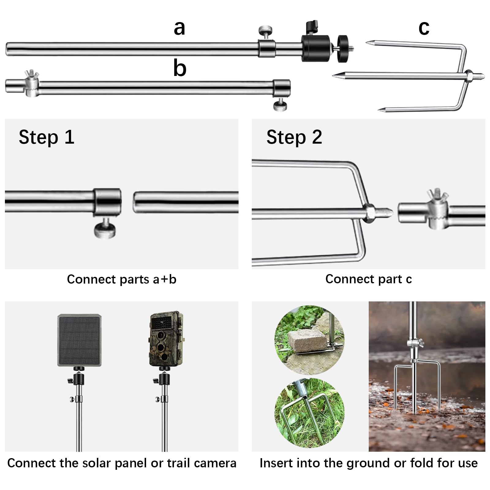 Aiuieaa 4 Pack Trail Camera Mount, Trail Camera Holder, Adjustable Ground Stand For Wildlife Cameras, Universal Hunting & Trail Cameras Stake