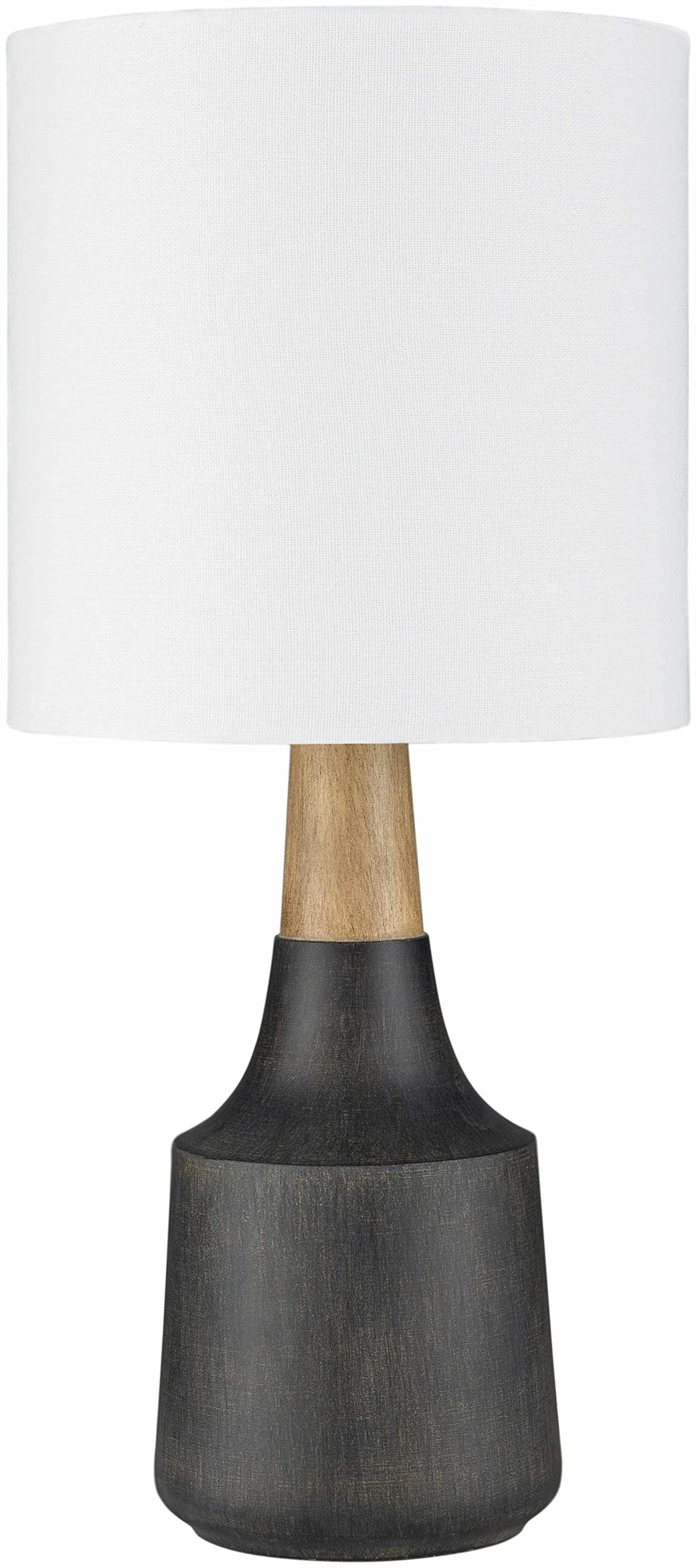 Hauteloom Canayan Table Lamp - Modern Desk Lighting - White Linen - Black - 17