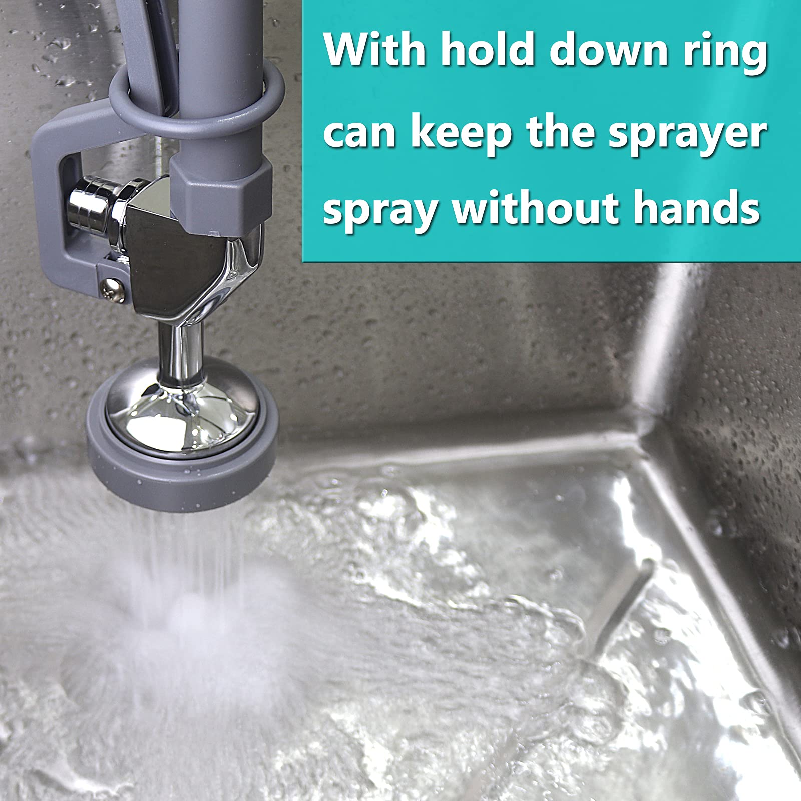 Yoogyy Commercial Sink Sprayer Replacement, Commercial Sink Pre Rinse Faucet Spray With Handle Grip Assembly,1.28 Gpm High Pressured Dish Sprayer For Replacement Kit,Grey