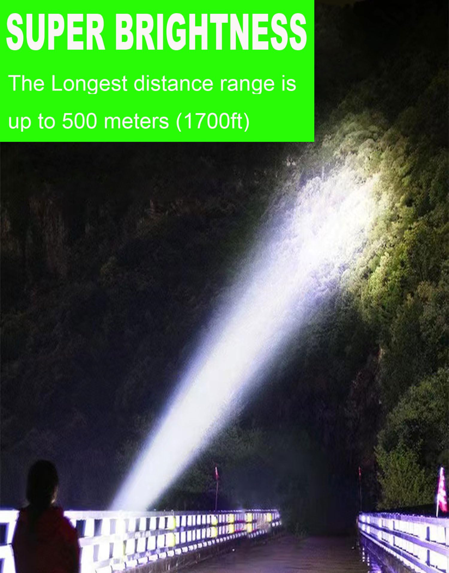 Suyooulin Solar Rechargeable Led Soptlight Flashlight, Super Bright 7000Lm Handheld Led Searchlight, Multifunctional Camping Lantern Light, 8 Light Modes, Waterproof Ipx4, Power Bank, For Emergency, Home