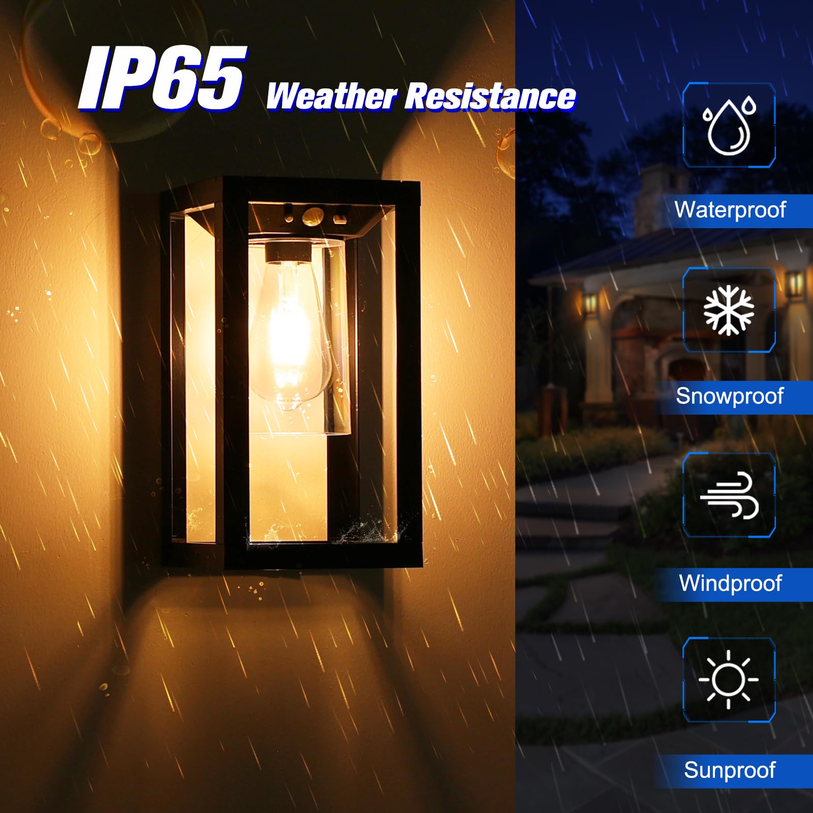 Aponuo Solar Outdoor Wall Lights With 3 Lighting Modes, Motion Sensor Waterproof Wall Lanterns, Wireless Dusk To Dawn Solar Sconce Lights For Porch, Garage, Patio, Yard (2 Packs)