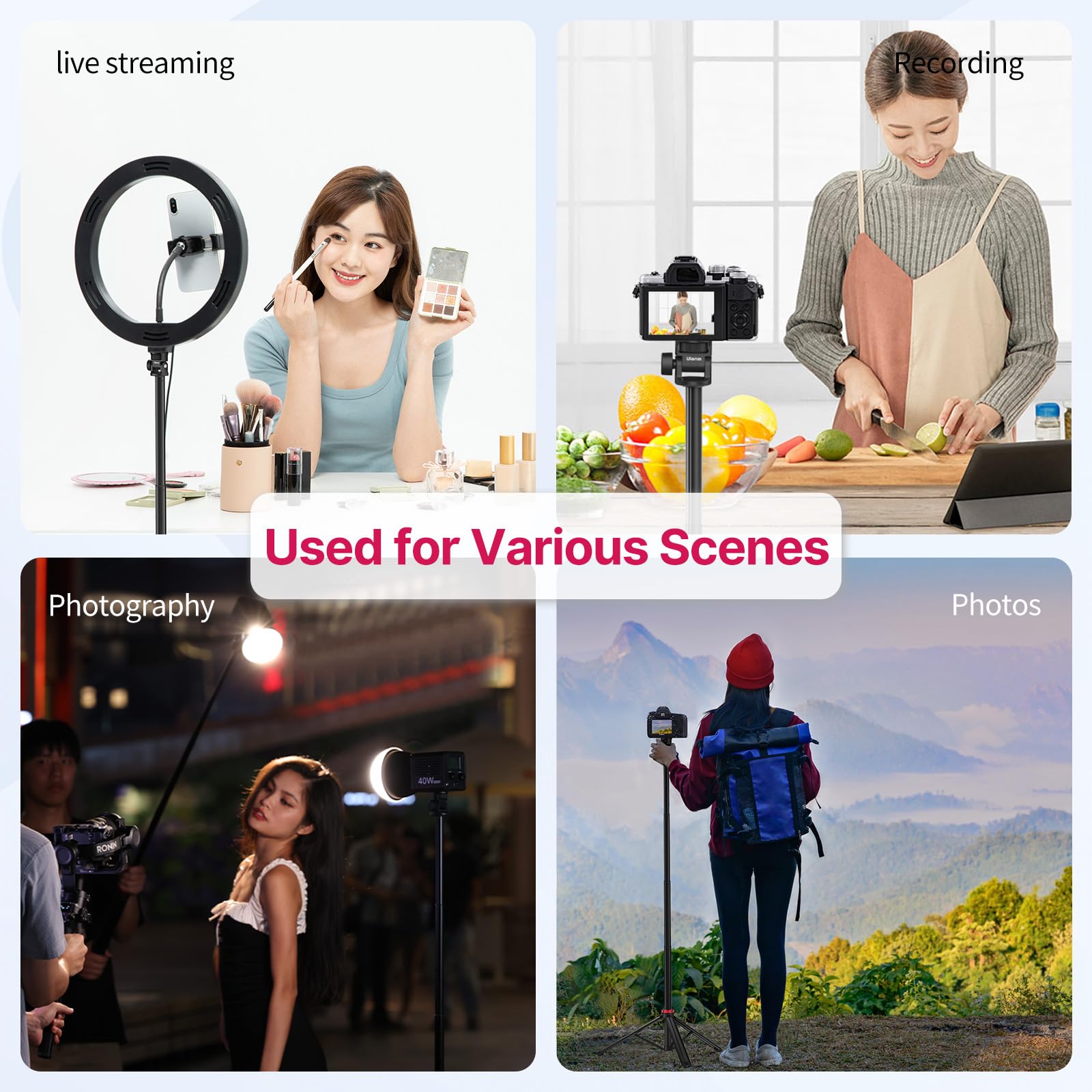 Vijim Mt-79 Extendable Photography Stand, 81" Portable Adjustable Light Tripod With 1/4" Screw, 360 Ball Head Camera Phone Tripod For Continute Output Lighting, Strobe, Webcams, Cameras