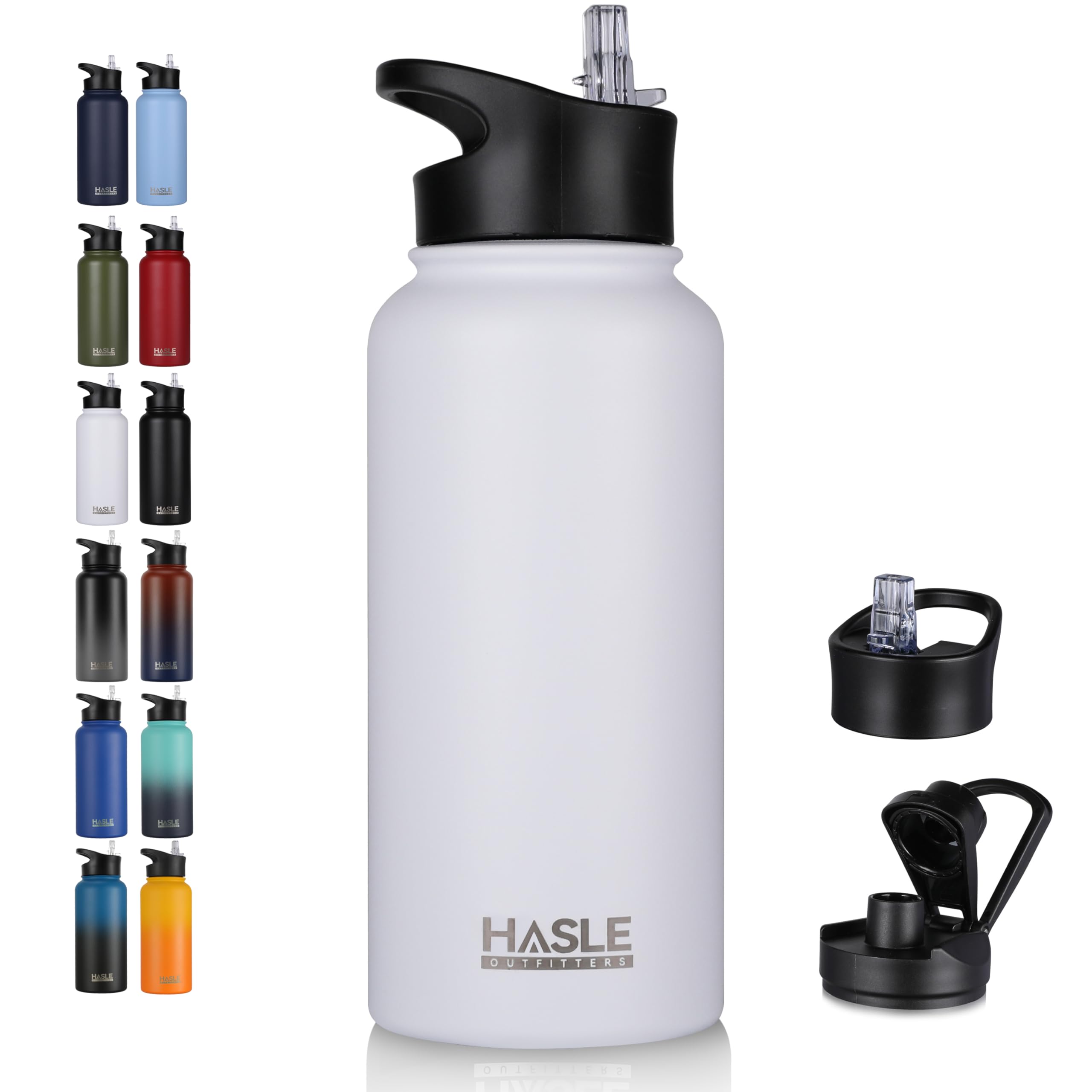 Hasle Outfitters 32 Oz Insulated Water Bottle Stainless Steel Double Walled Vacuum Sports