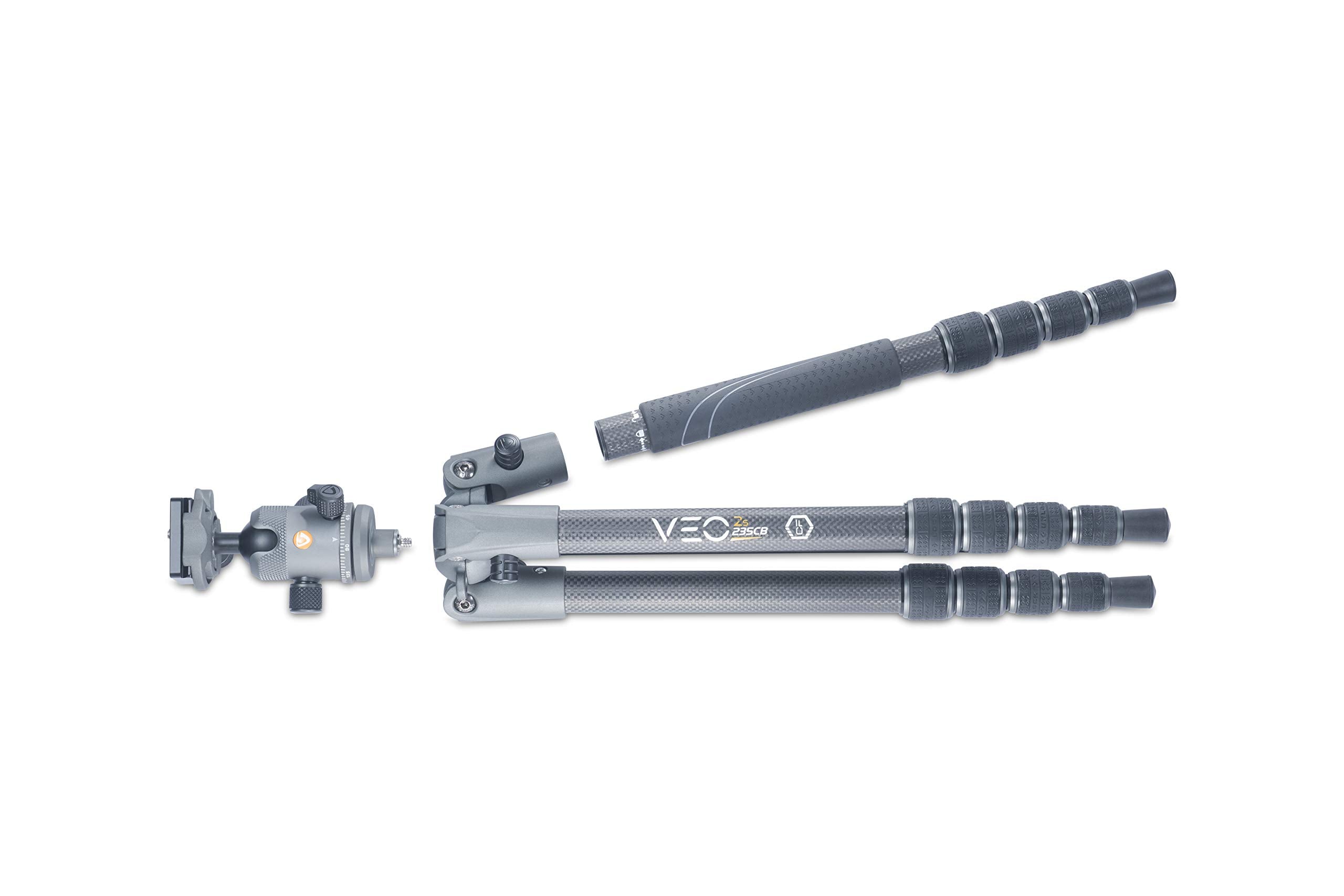 Vanguard Veo2S204Cb Carbon Fiber Travel Tripod With Ball Head, Monopod Option, Smart Phone Holder, Spiked Feet, And Tripod Bag