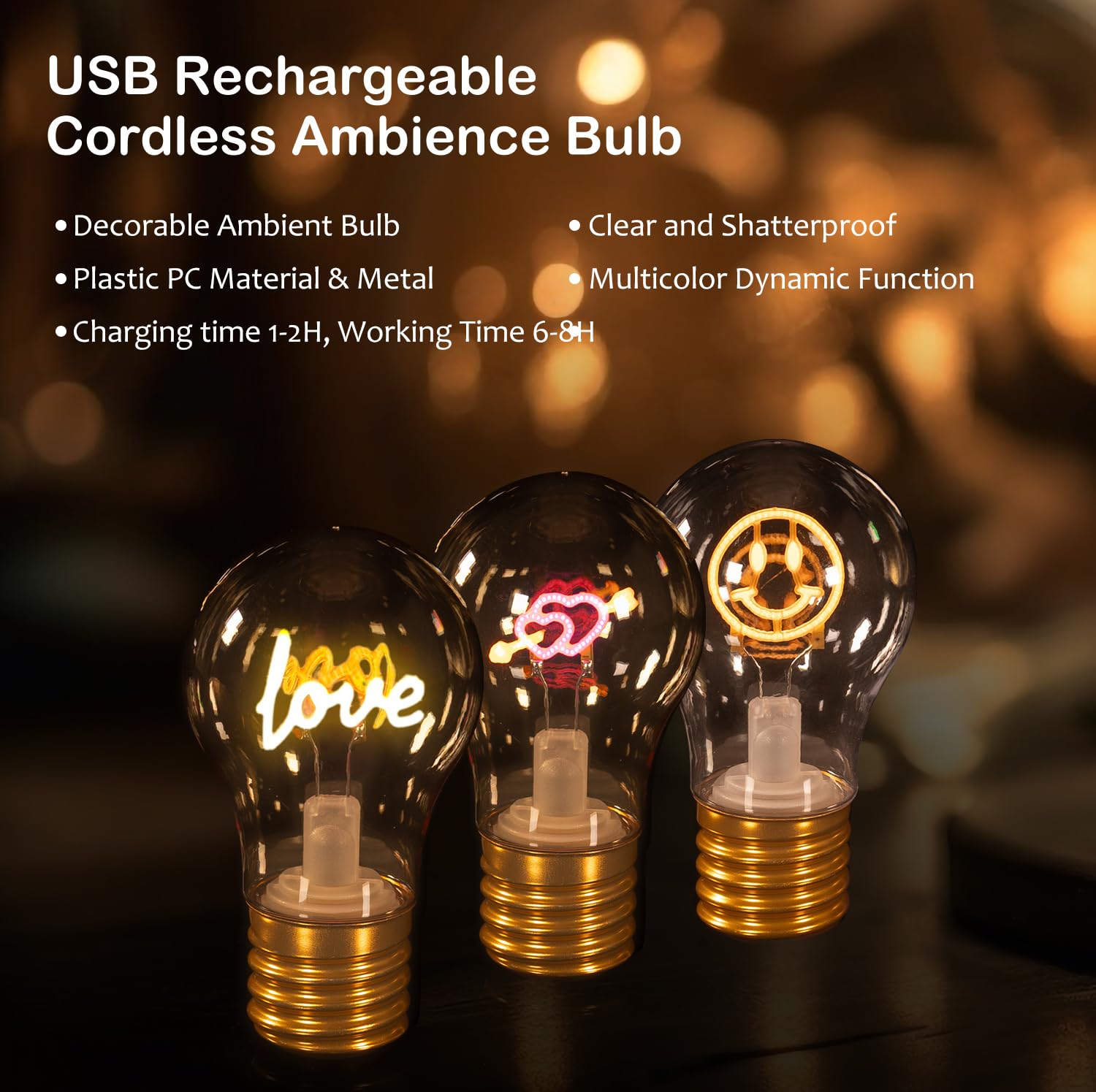 Yufaltrinx Heart Cordless Ambience Light Bulb, Pink, Usb Rechargeable Led Table Lamp, Night Light For Valentine'S Day, Wife, Girlfriend, Wedding, Home Decor Little Moon Light Lamp, 3 Brightness Settings