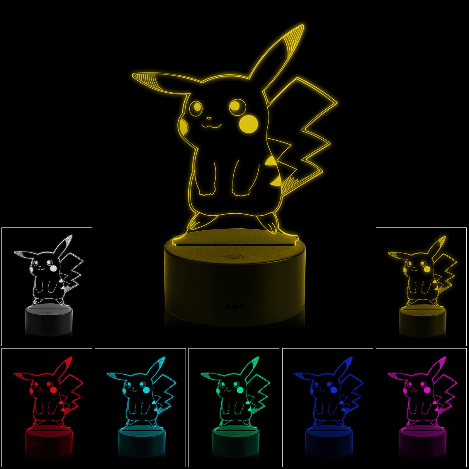 Yiwoo 3D Illusion Night Light,3D Animal Night Light,7 Colors Gradual Changing Touch Switch Usb Table Lamp For Holiday Or Home Decorations