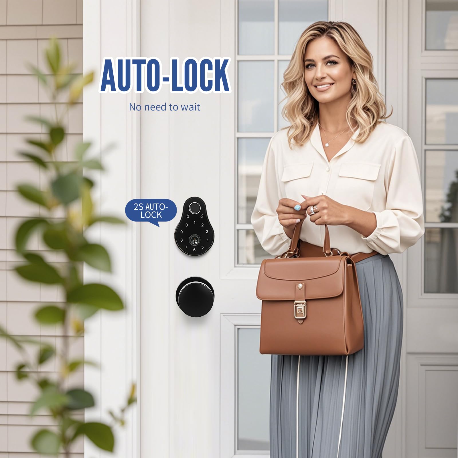 Cielsa Dawn Keyless Entry Door Lock Deadbolt With Handle Set-Code,Key,Fingerprint Deadbolt And Black Door Knobs-Touchscreen Keypad Deadbolt Smart Locks For Front Door- Easy Install-Auto Lock