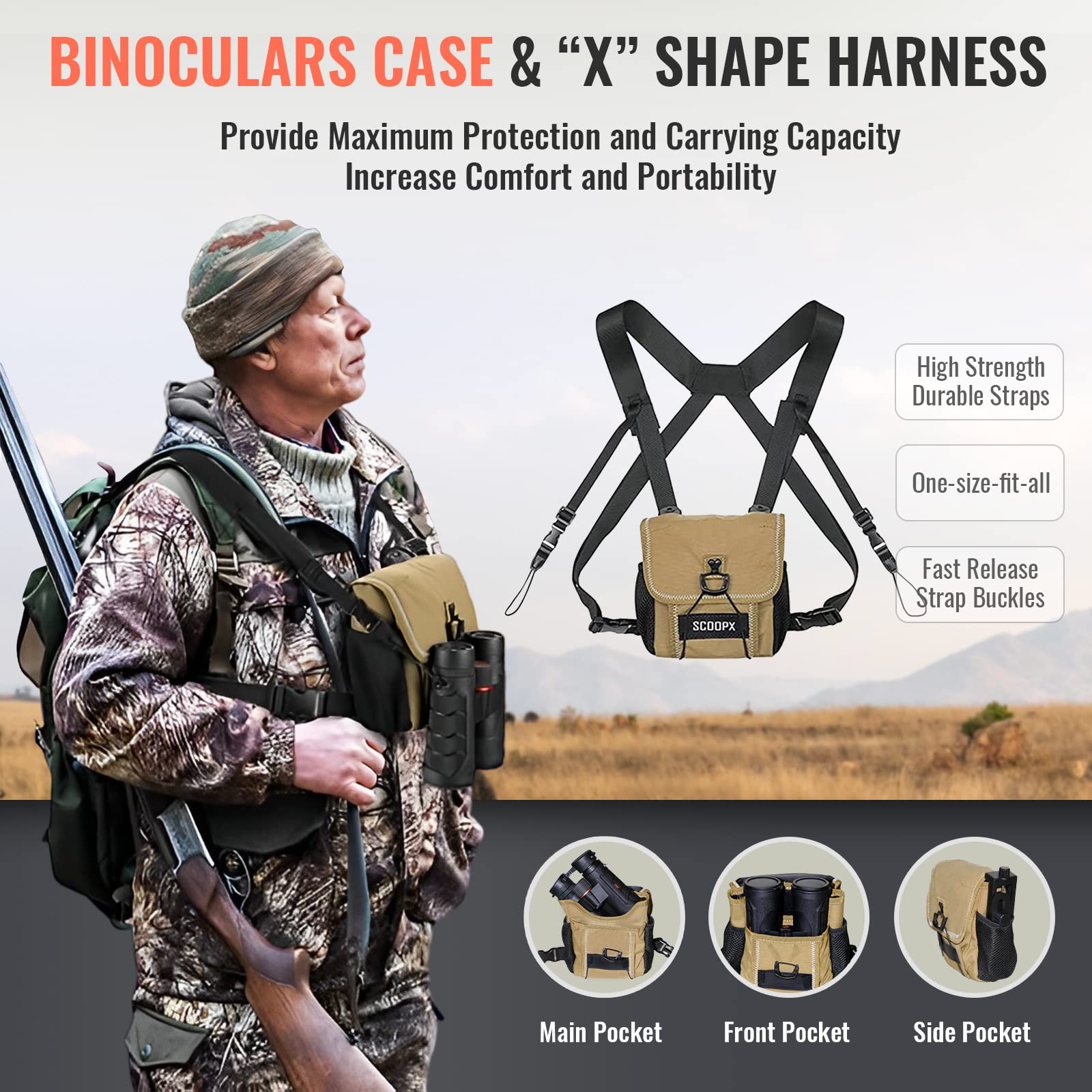 Scoopx 10X42 Ultra Hd Binoculars With Phone Adapter And Harness - 24Mm Large View Eyepiece, Edge-To-Edge Sharpness, 6.5° Wide Angle Field Of View - Lightweight Waterproof Binoculars For Bird Watching Huntin1