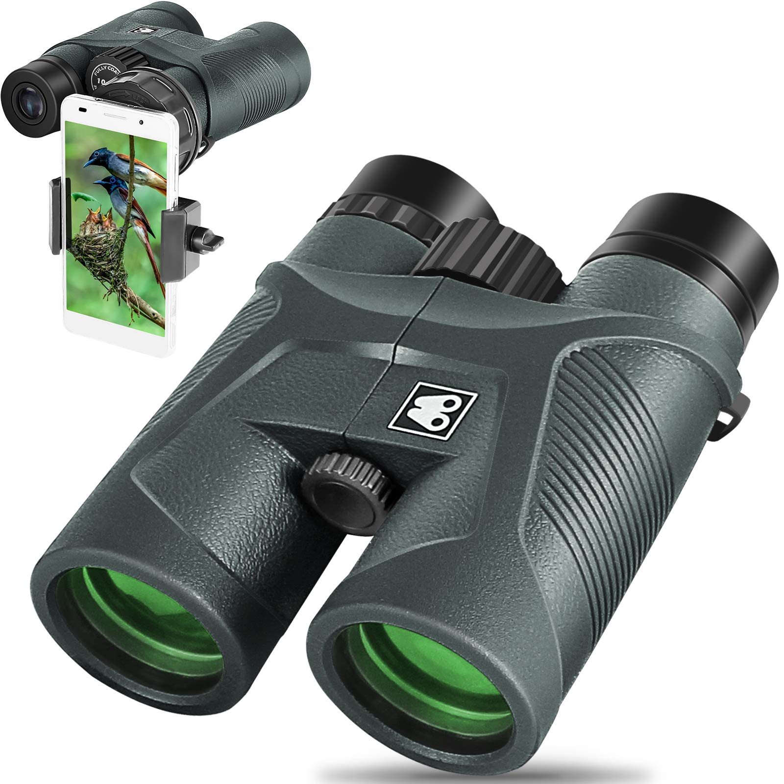 Sarblue 10X42 Binoculars For Adults With Smartphone Adapter, Bak4 Prism And Fmc Lens, Hd Professional Binoculars For Bird Watching Travel Stargazing Hunting Wildlife Watching Outdoor Concerts Sports
