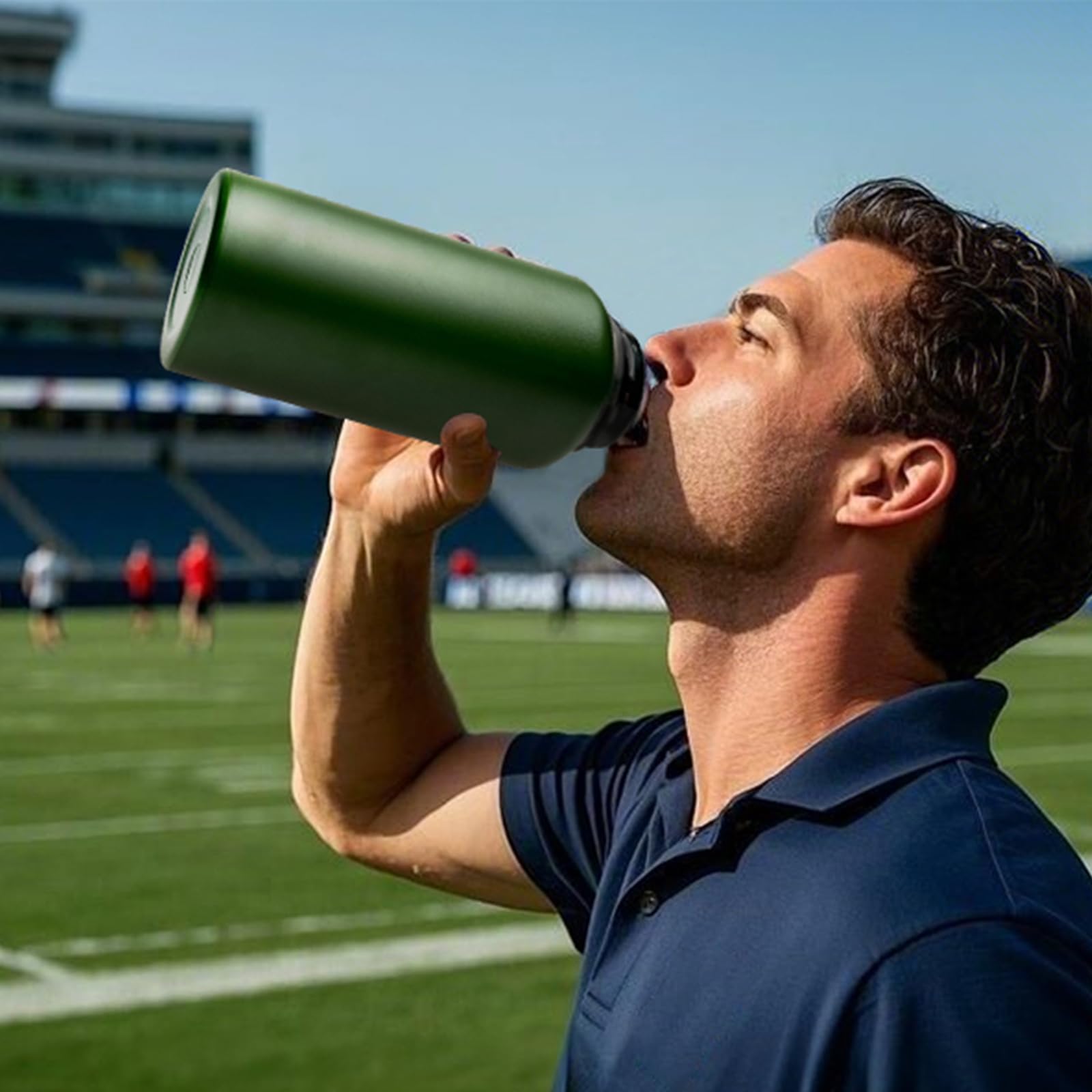 32 Oz Water Bottle With Sleeve - Military Green Stainless Steel Metal Insulated Water Jug