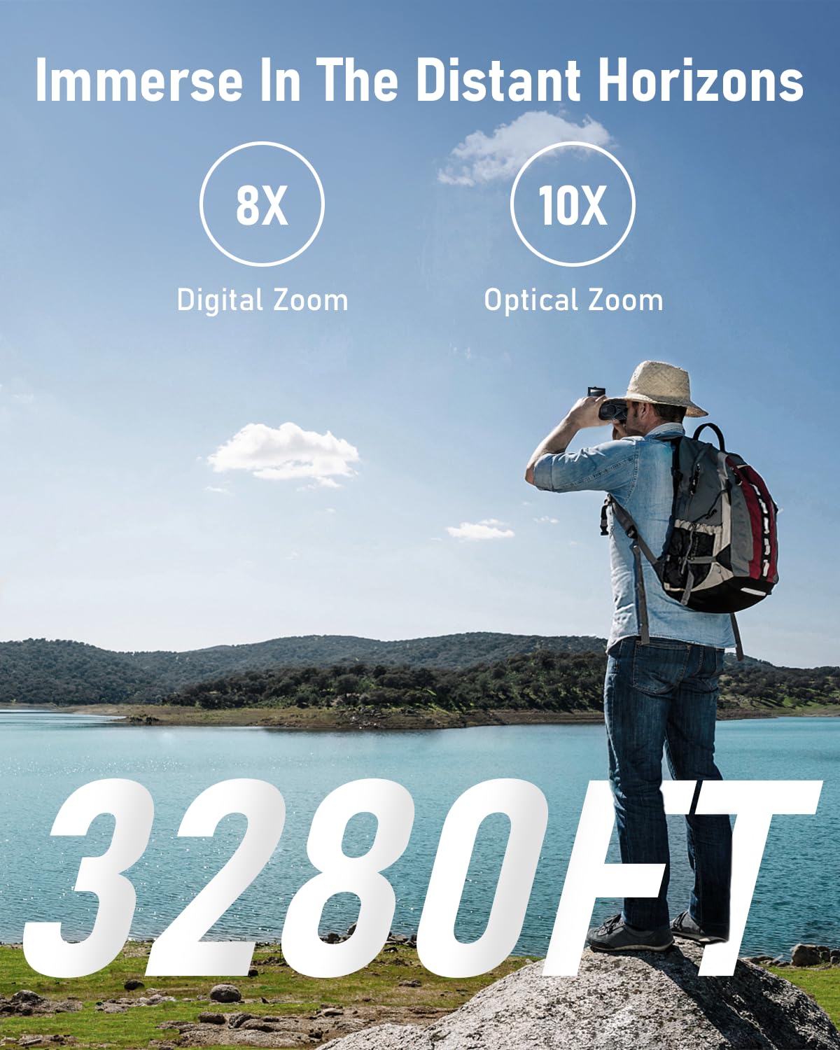 Anminto Digital Binoculars With Camera - 8X Digital Zoom, 2" Lcd Display 40Mp Camera 2.5K Videos Ideal For Concerts, Bird Watching, And Outdoor Adventures With 32Gb Sd Card