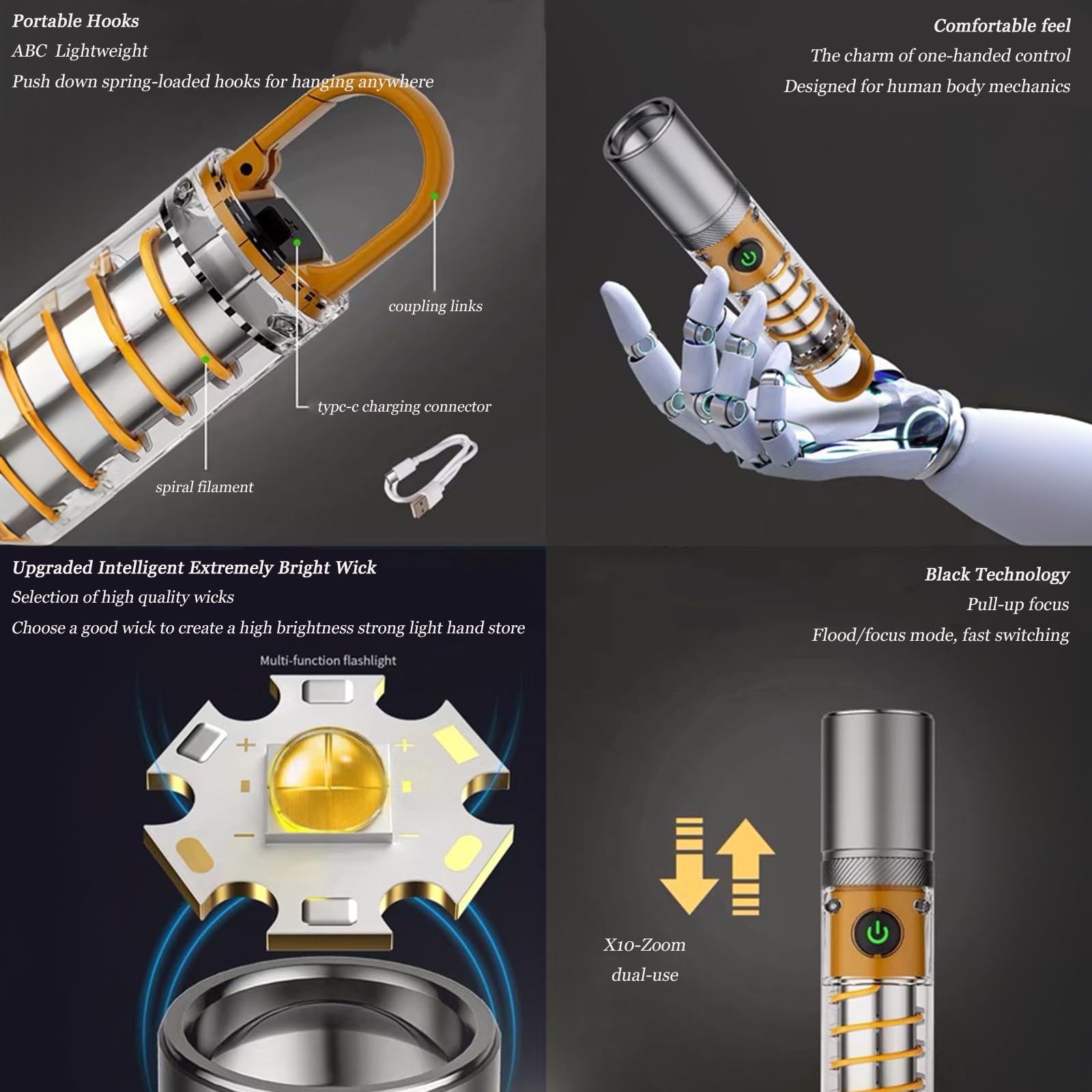 Aijolenly High Power Flashlights, 100000 High Lumen Rechargeable Led Flashlights, 6 Modes, Waterproof And Powerful Flashlights, Suitable For Family Camping And Hiking