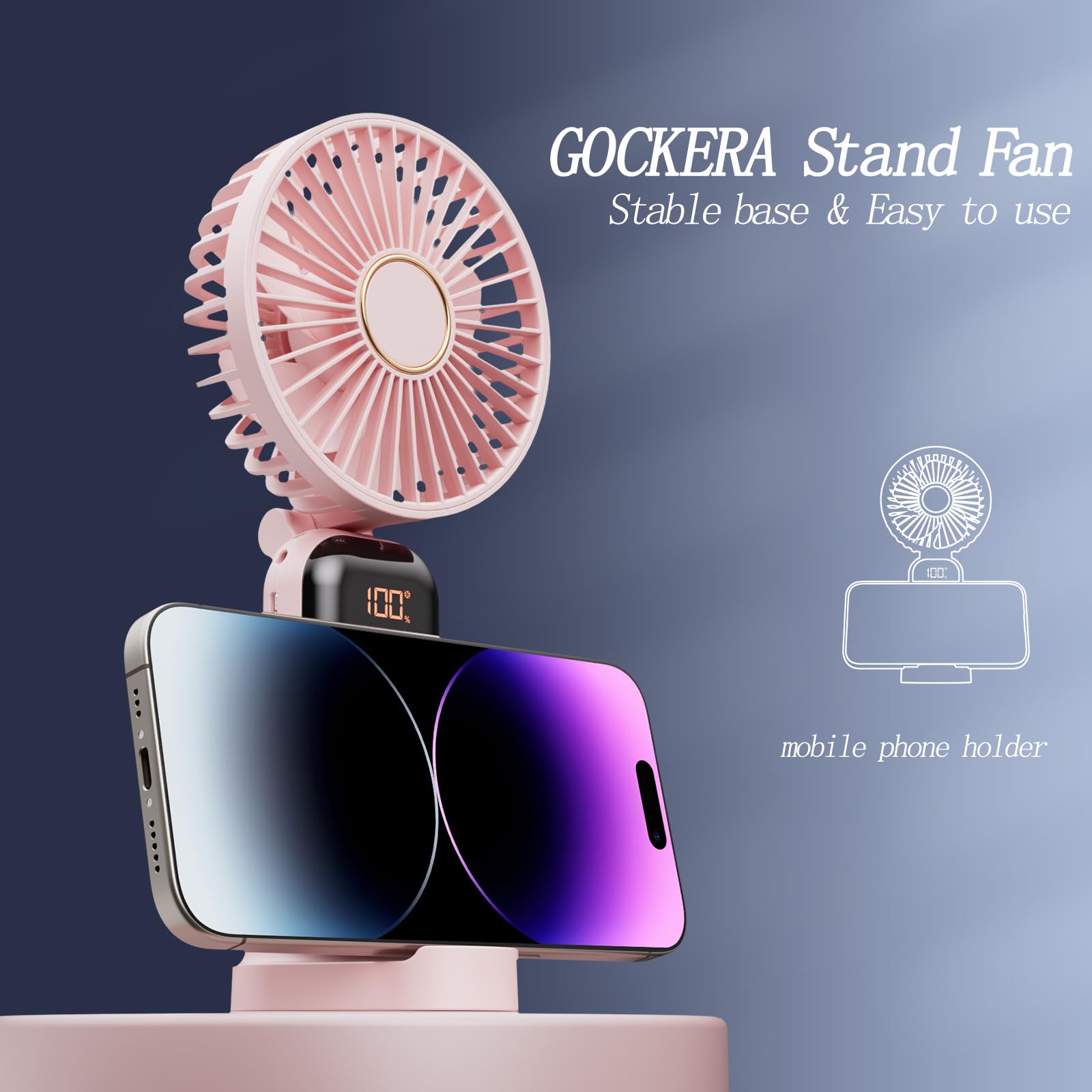 Portable Fan, 4200Mah Battery Operated Fan, 5 Speeds&Digital Display, Makeup Fans For Women