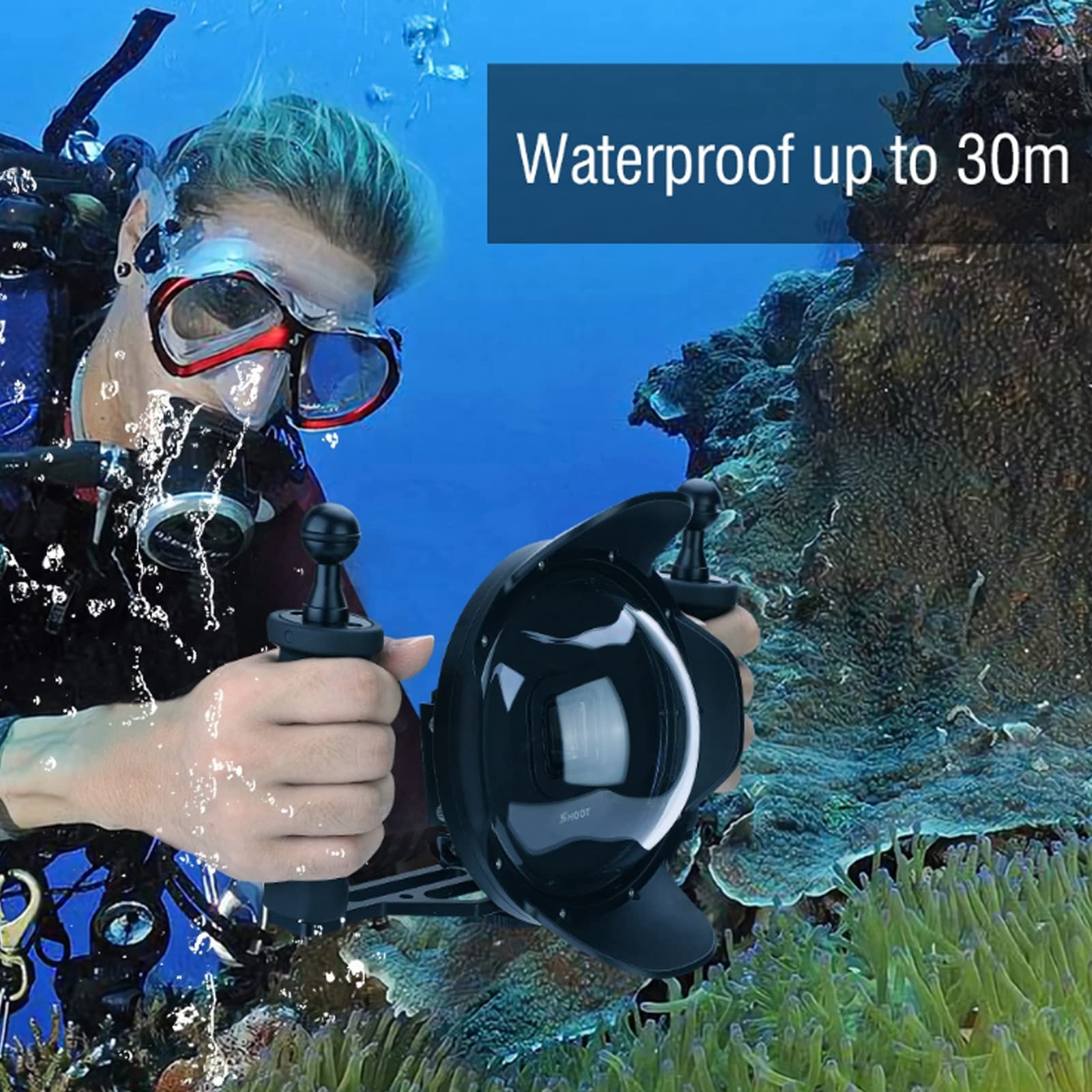 Beufee Handheld Stabilizer Tray Handle Grip, Aluminium Alloy Dual Handle Tray Stabilizer Rig Diving Underwater Camera Housing Case Tray Mount