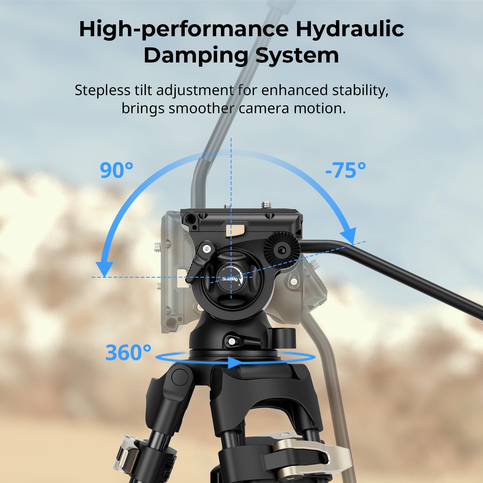 Smallrig Ad-01S Video Tripod, 74" Heavy Duty Tripod With Pan And Tilt Fluid Head, Dual-Mode Quick Release Plate, Load Up To 13.2Lb / 6Kg For Dslr, Camcorder, Cameras