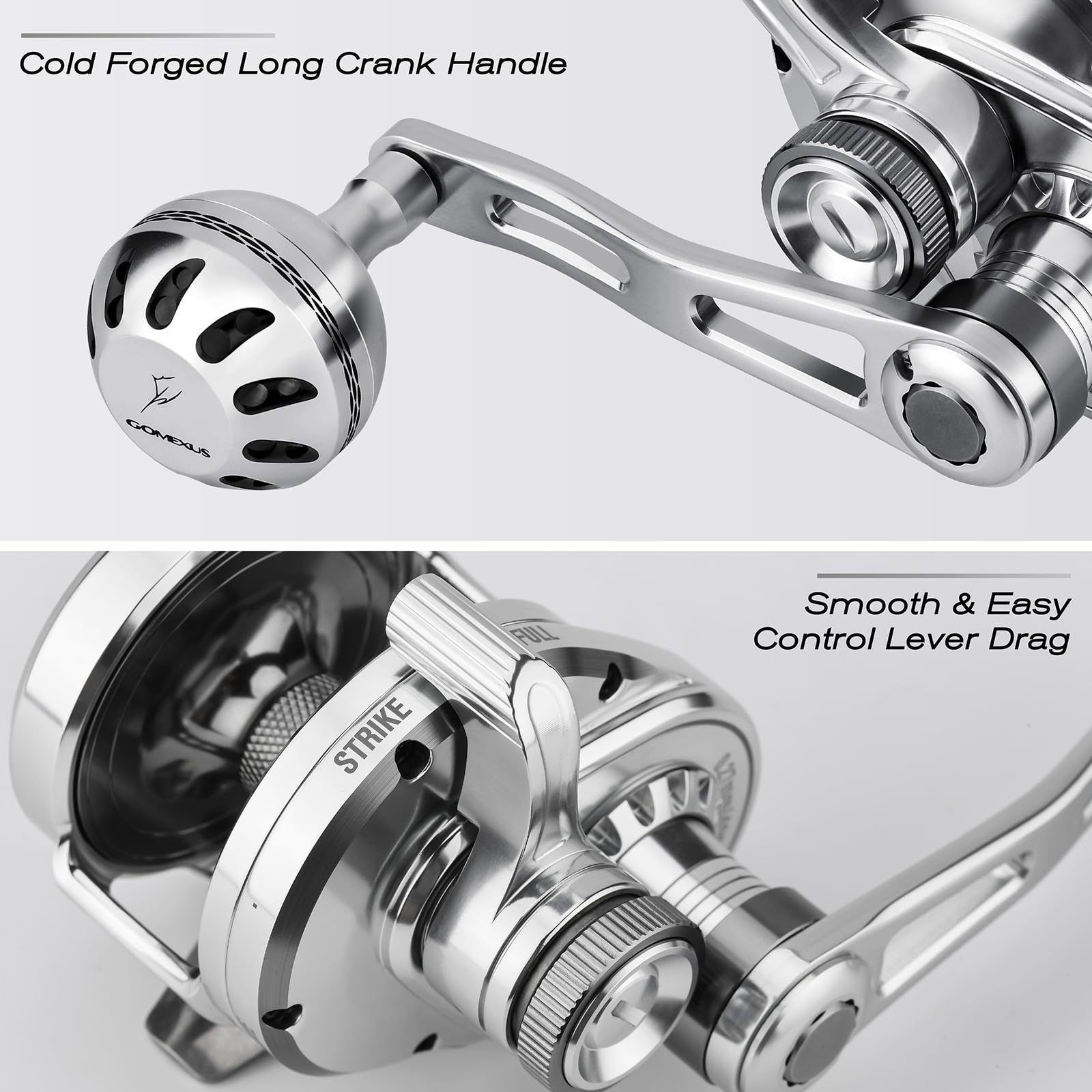 Gomexus Slow Pitch Jigging Reel Ls20 Cnc All Aircraft Grade Aluminum Body Lever Drag Right Hand Conventional Reel