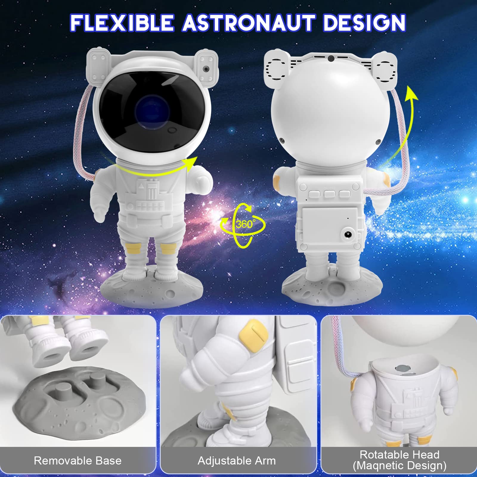 Luxonic Astronaut Star Projector For Kids - Galaxy Light With Timer & Remote Control For Bedroom, Gaming Room, Home Theater Decor