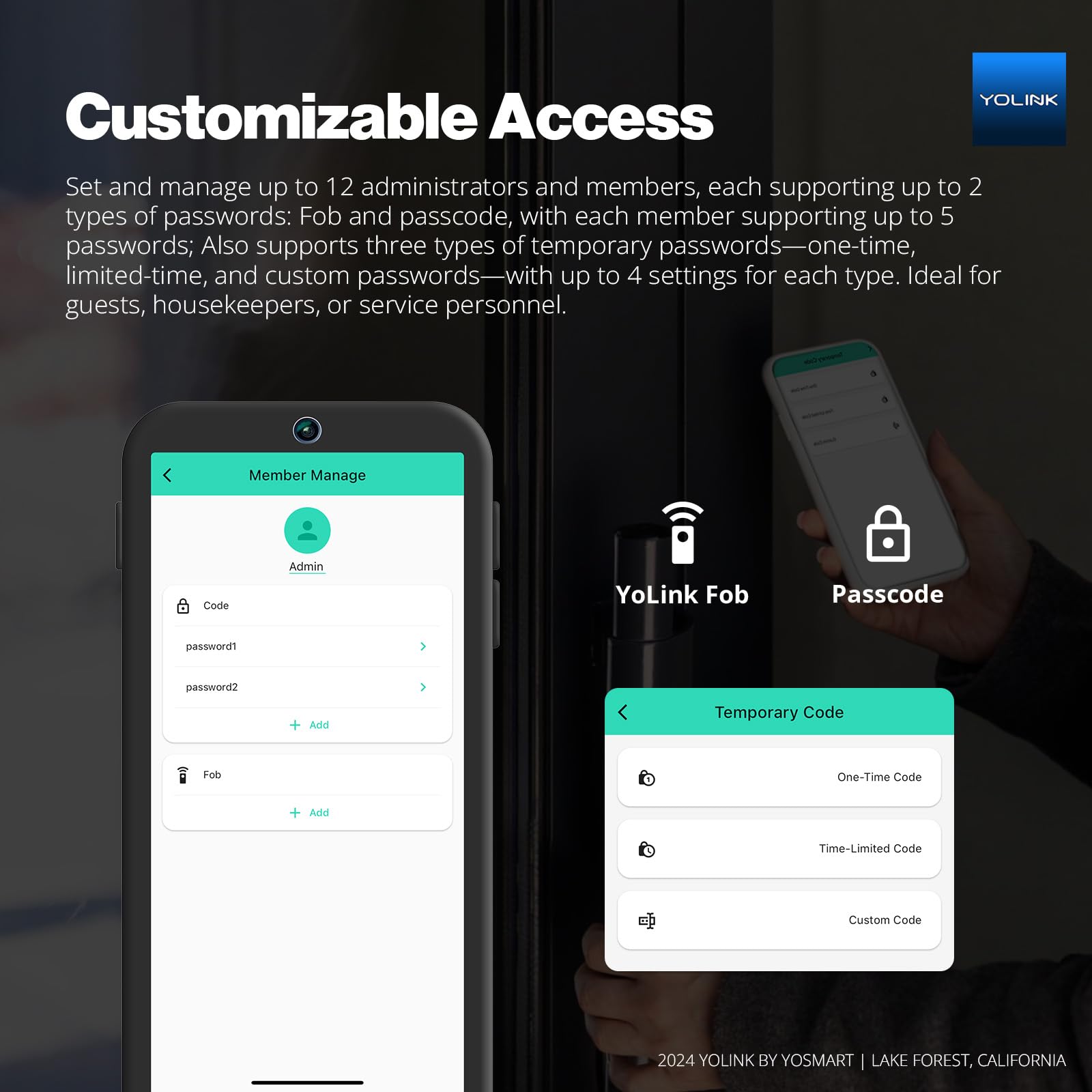 Yolink Smart Deadbolt Lock With Keypad, Fob & App Control, Keyless Entry, Multiple Unlock Methods, Secure & Reliable, Alexa, Google, Ifttt, Home Assistant Compatible, Hub Required