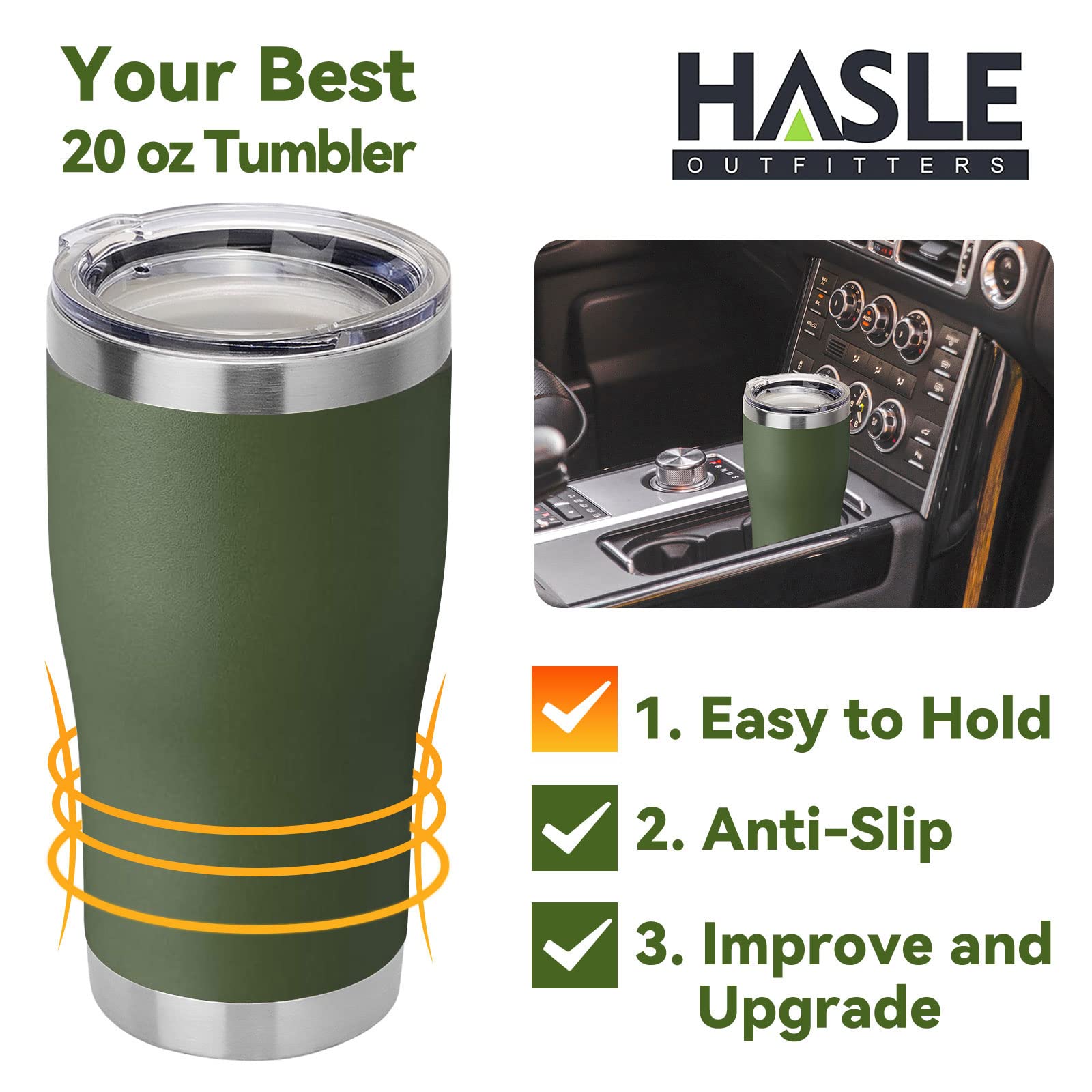 Hasle Outfitters 20 Oz Tumbler Bulk, Stainless Steel Tumblers With Lid, Vacuum Insulated Tumbler