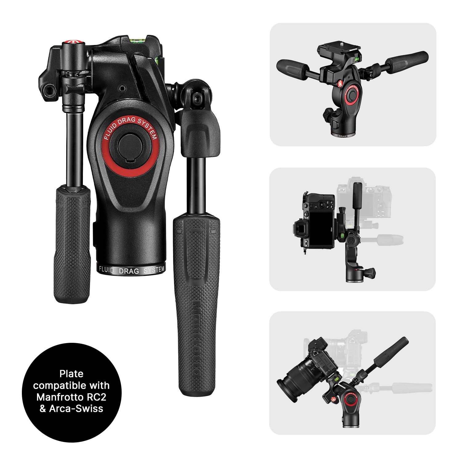 Manfrotto Be Advanced 3-Way Tripod Kit, Tripod And Fluid Head In Aluminium For Cameras And Camcorders Up To 6 Kg, Ultra-Compact, Photo Accessories For Dslr, Csc, Mirrorless, Photo And Video