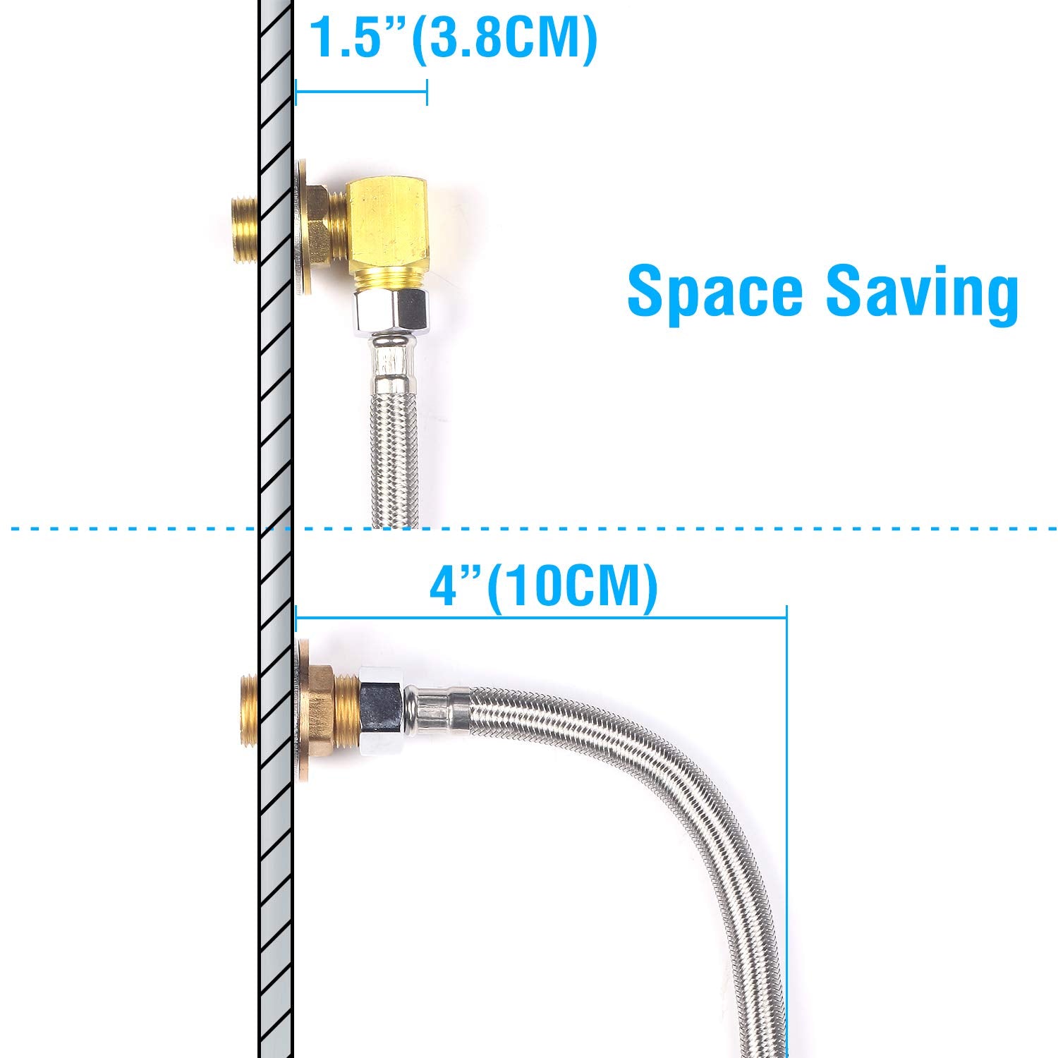 Jzbrain Installation Kit For Wall Mount Faucet Backsplash Mounted 90 Degree Elbow Adapter Set For Faucets Mounting Stainless Steel Commercial Kitchen Prep & Utility Sink