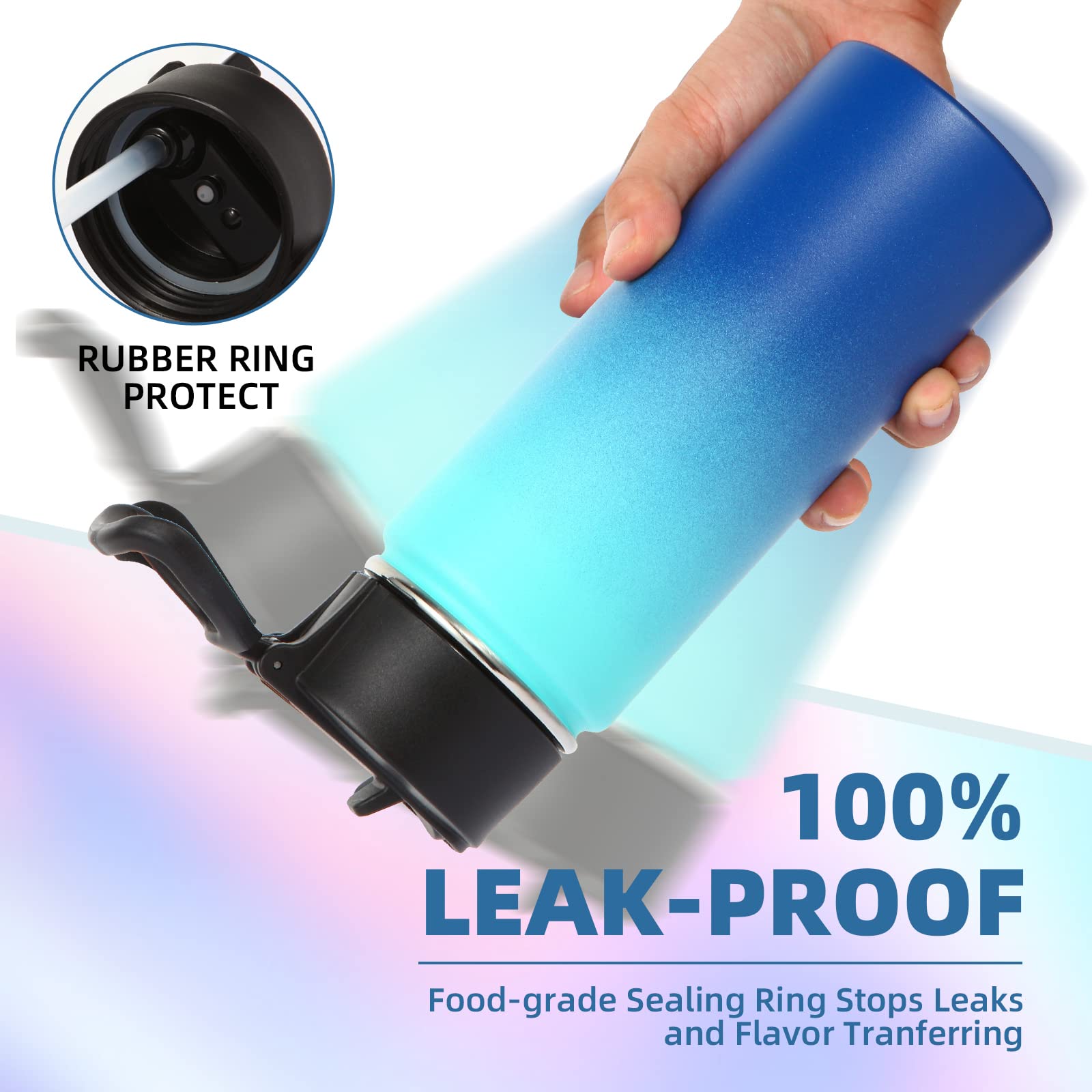 Volhoply 18Oz Insulated Water Bottle Bulk 8 Pack,Kids Stainless Steel Water Bottles With Straw Lid