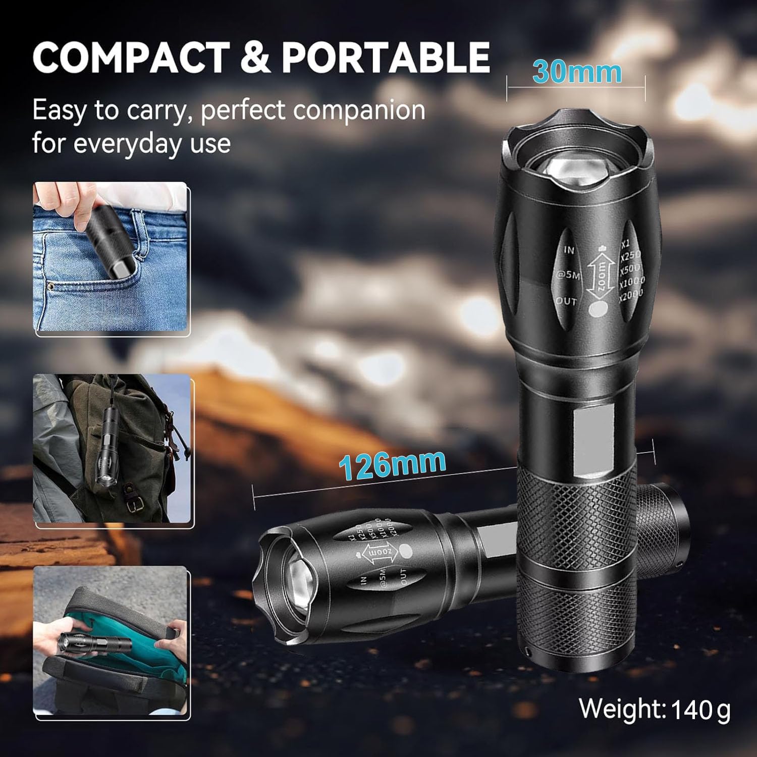 Hyvczp Red Flashlight Rechargeable, Green Light Flashlight, Blue Light Flashlight,Long Range Powerful, 4 In 1 Multi-Color, White, Red, Blue And Green Lights, 4 Color Modes For Camping,Outdoor