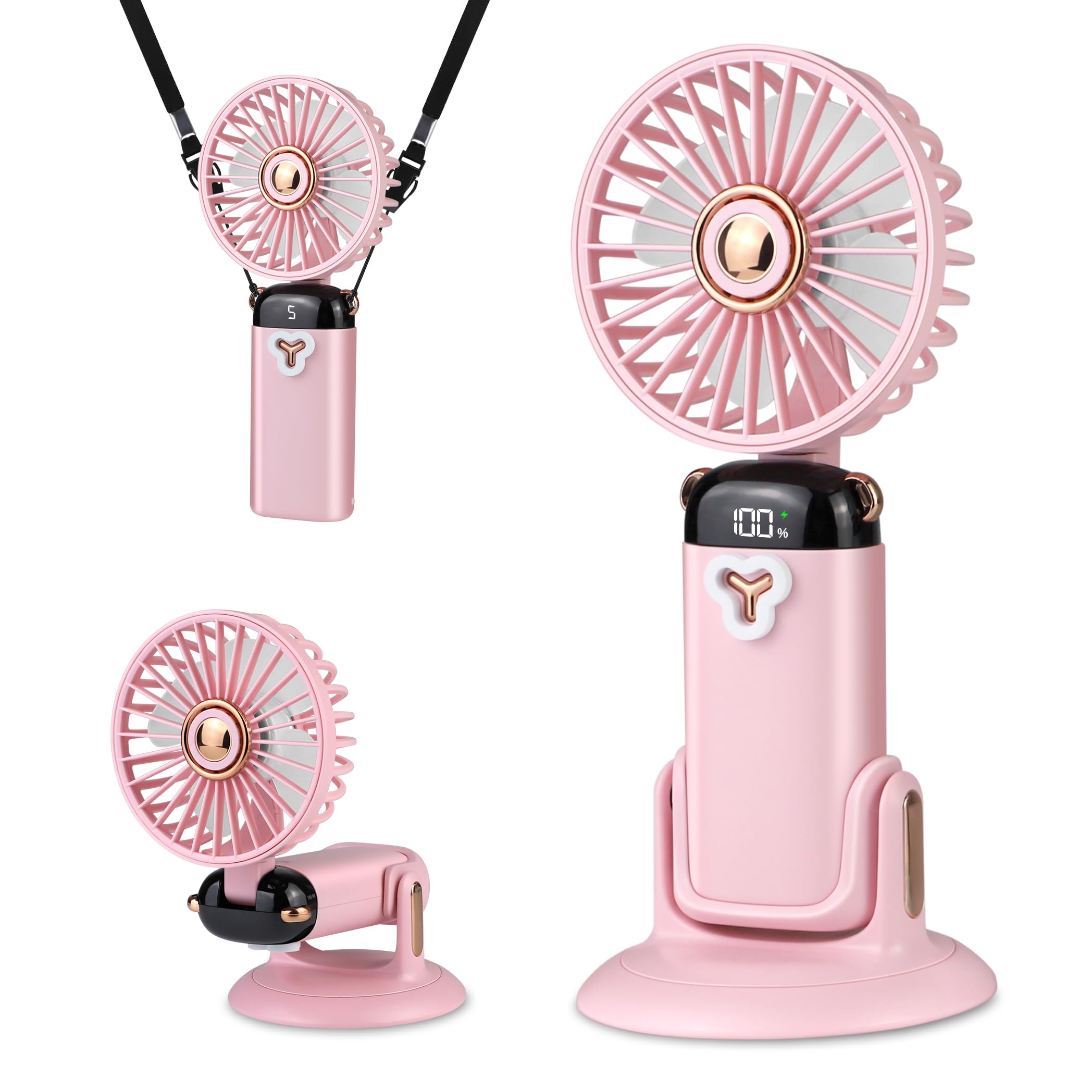 Versatile 4-In-1 Portable Handheld Fan, Battery Operated Fan With Base, 90°Ajustable, Rechargeable - Koospark