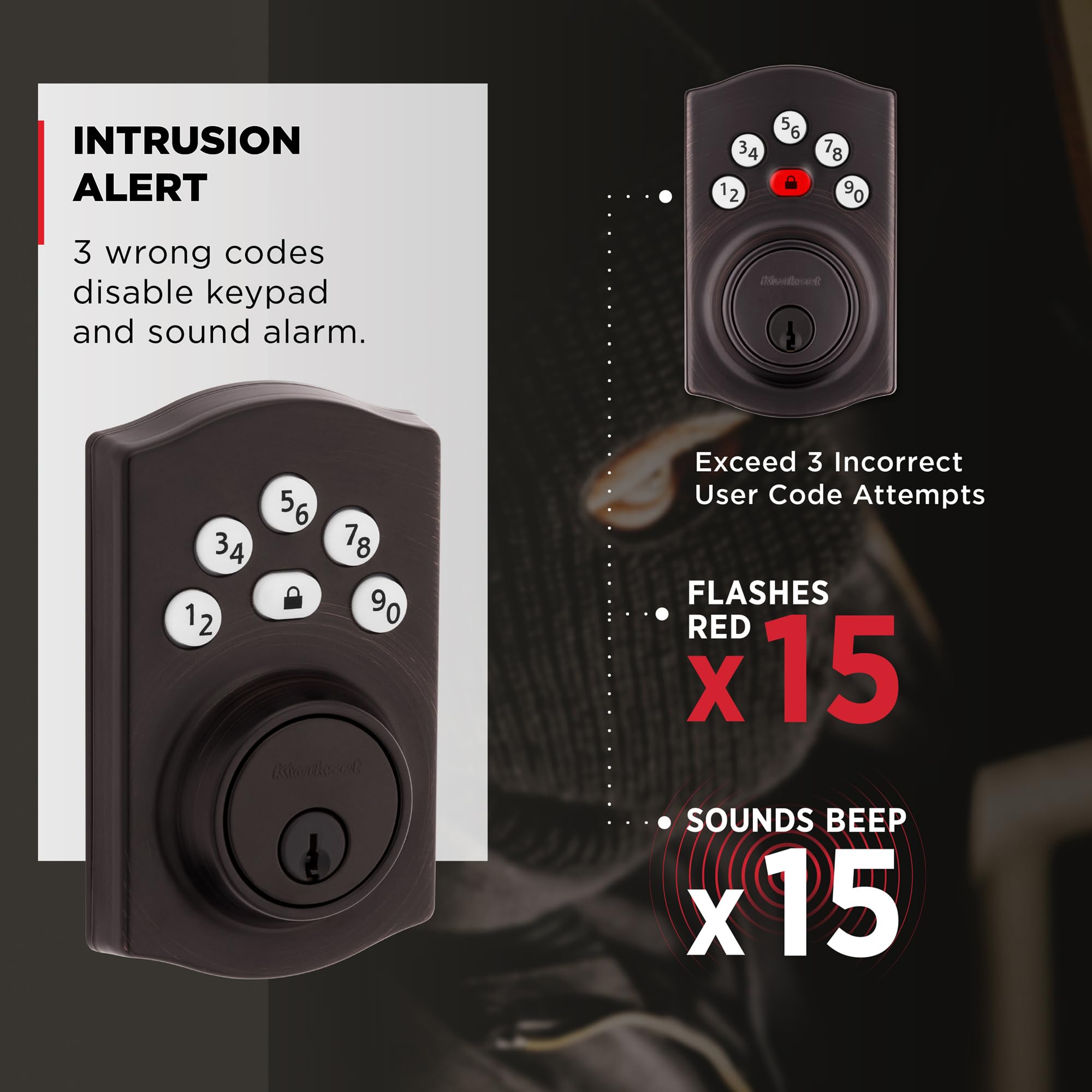 Kwikset Powerbolt 240 5-Button Keypad Venetian Bronze Traditional Electronic Deadbolt Door Lock, Featuring Convenient Keyless Entry, Customizable User Codes And Auto Locking