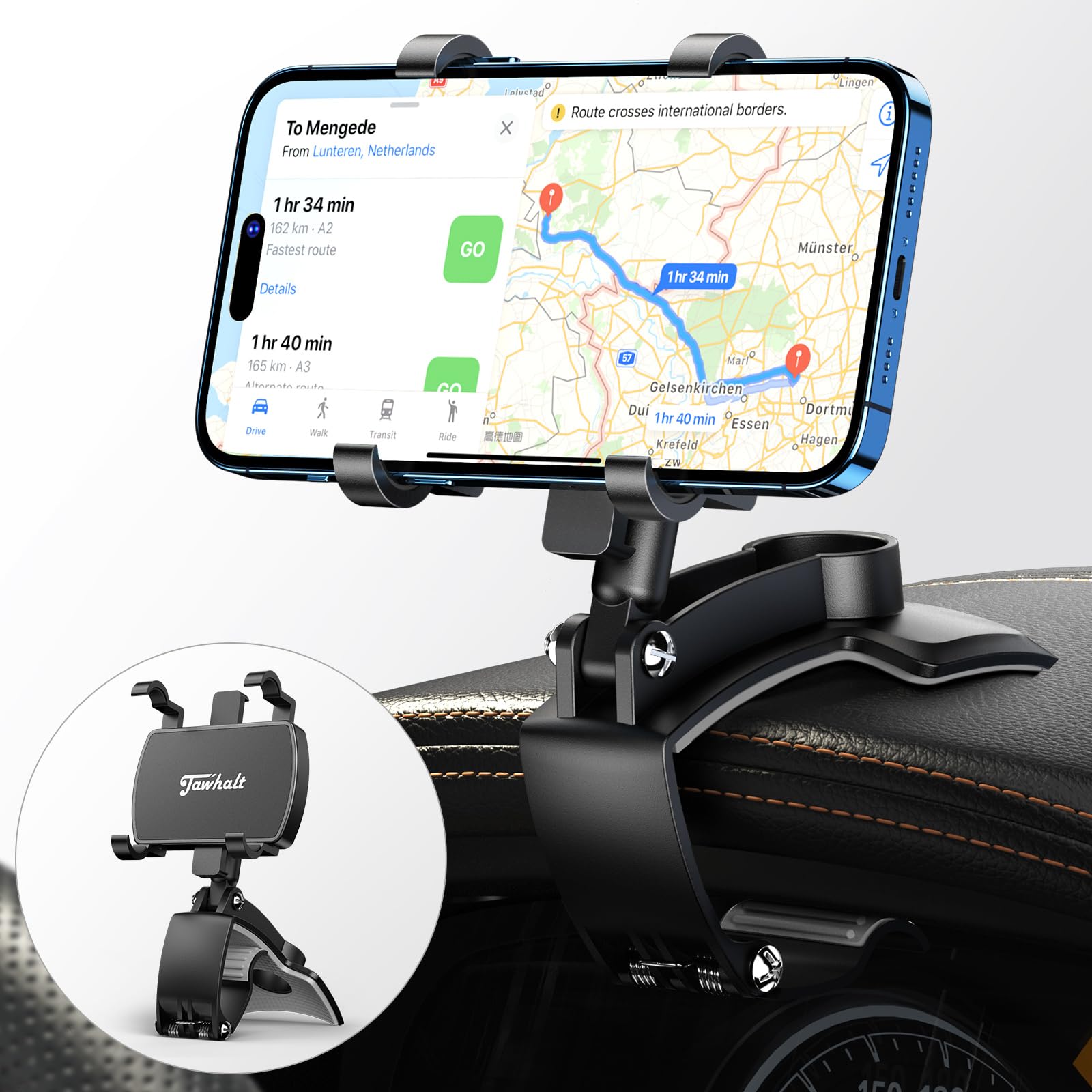 Jawhalt Car Phone Holder For Dashboard Cell Phone Mount For Car 360 Degree Rotation Clip Design Compatible With All Cell Smart Phones.
