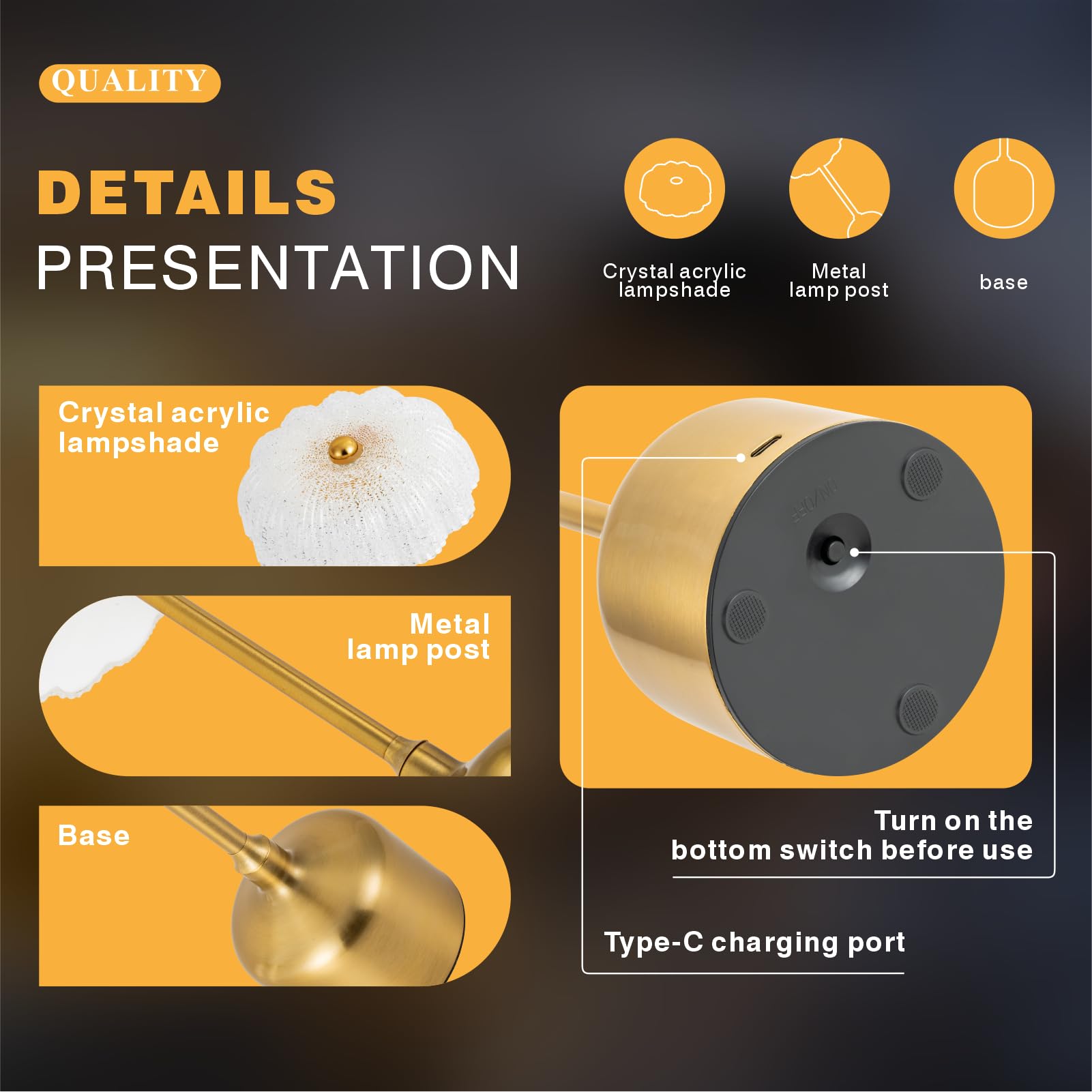 Umlaen Cordless Table Lamp Rechargeable 3000Mah Touch Table Light, 3 Color Stepless Dimming, Portable Led Lamp For Living Room Dining Room, Bedroom, Bar, Cafe, Restaurant, Patio, Camping