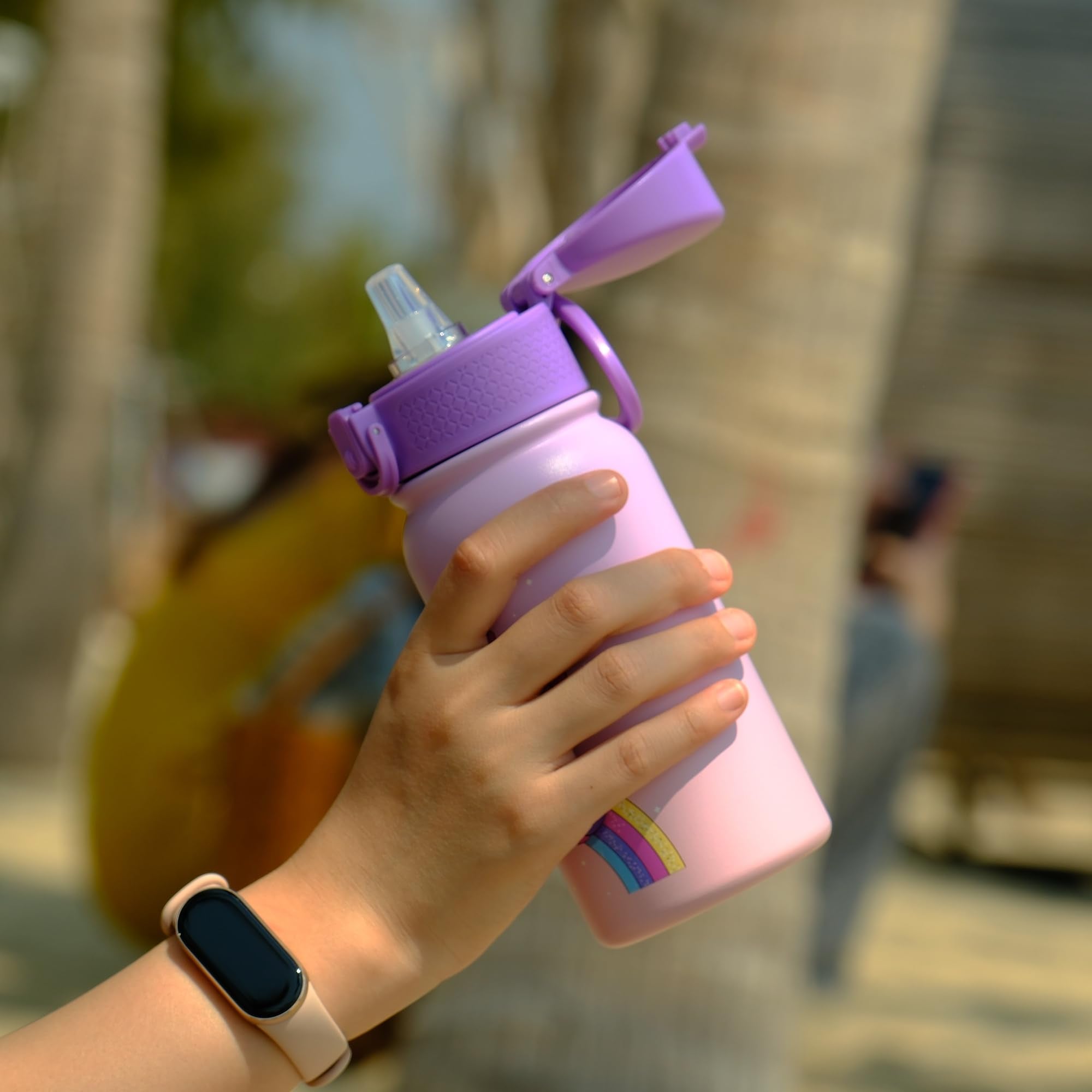 Oldley 12Oz Kids Water Bottle, Stainless Steel Insulated Water Bottle For Kids, With Straws Leak