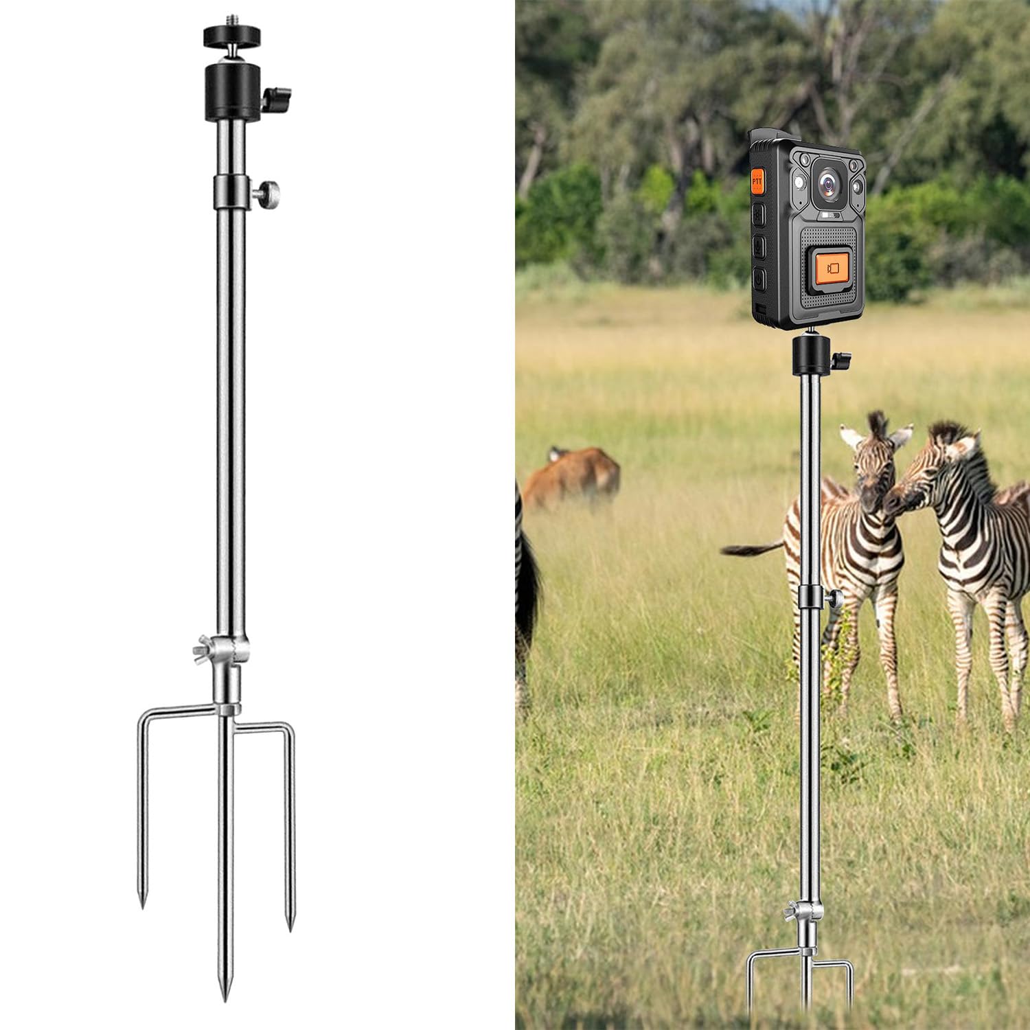 Xeerrfan Trail Camera Mount, Game Camera Stand Mount, Foldable Stainless Steel Bracket 360° Adjustable Universal Ground Holder Post For Outdoor Hunting & Fishing (1 Pcs)