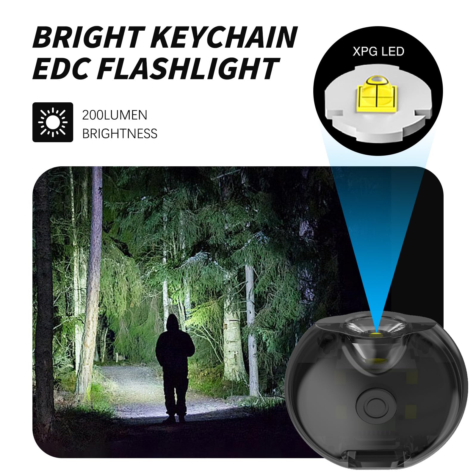 Minsk Keychain Flashlight, 200 Lumen Keychain Light, Mini Flashlight Keychain, Ipx4 Waterproof Keychain Flashlights, Mini Led Flashlight For Camping, Hiking, Outdoor Activity