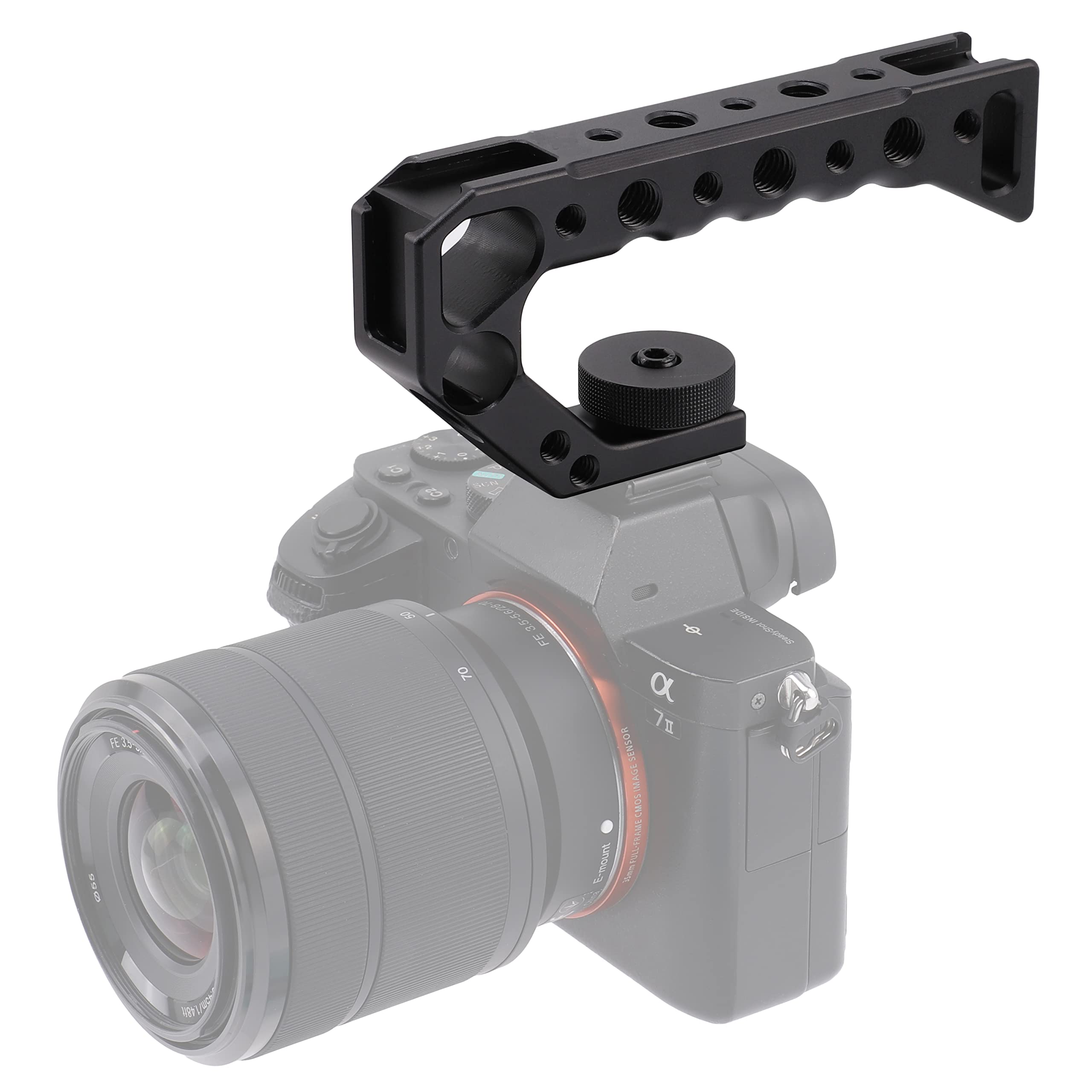 Fotga 5.5Inch Hot Shoe Top Handle Video Stabilizer For Dslr Mirrorless Camera Cage Microphone Minotor Evf With 1/4"-20 3/8"-16 Holes Cold Shoe Mount,A 15Mm Rod Hole