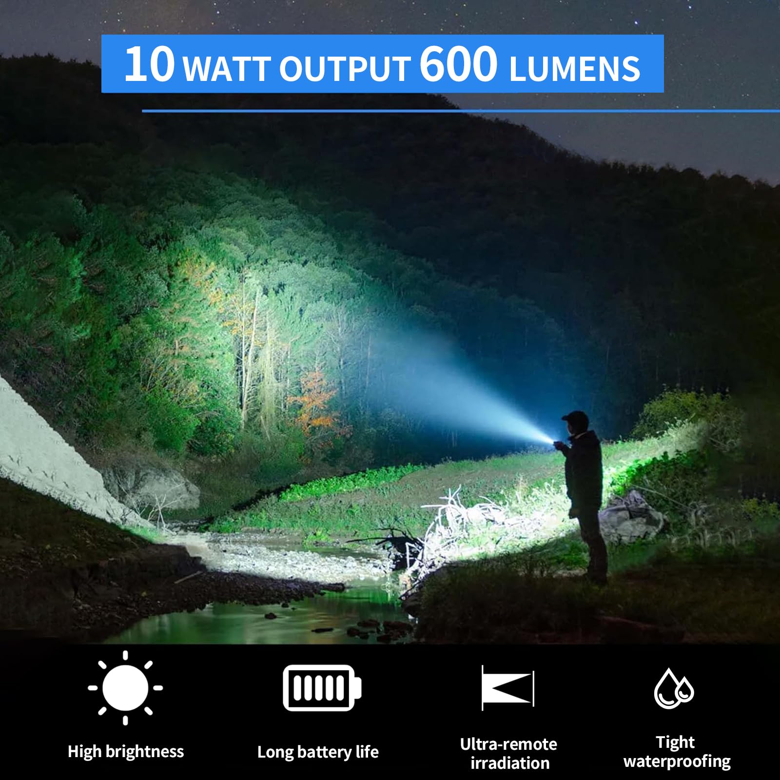 Hilngav Heavy Duty 2-Cell D Battery Led Big Flashlights, High Lumens, Single Mode, Aluminum, Rugged Metal Flashlight For Outdoors And Emergency Power Outages (3 Pack)