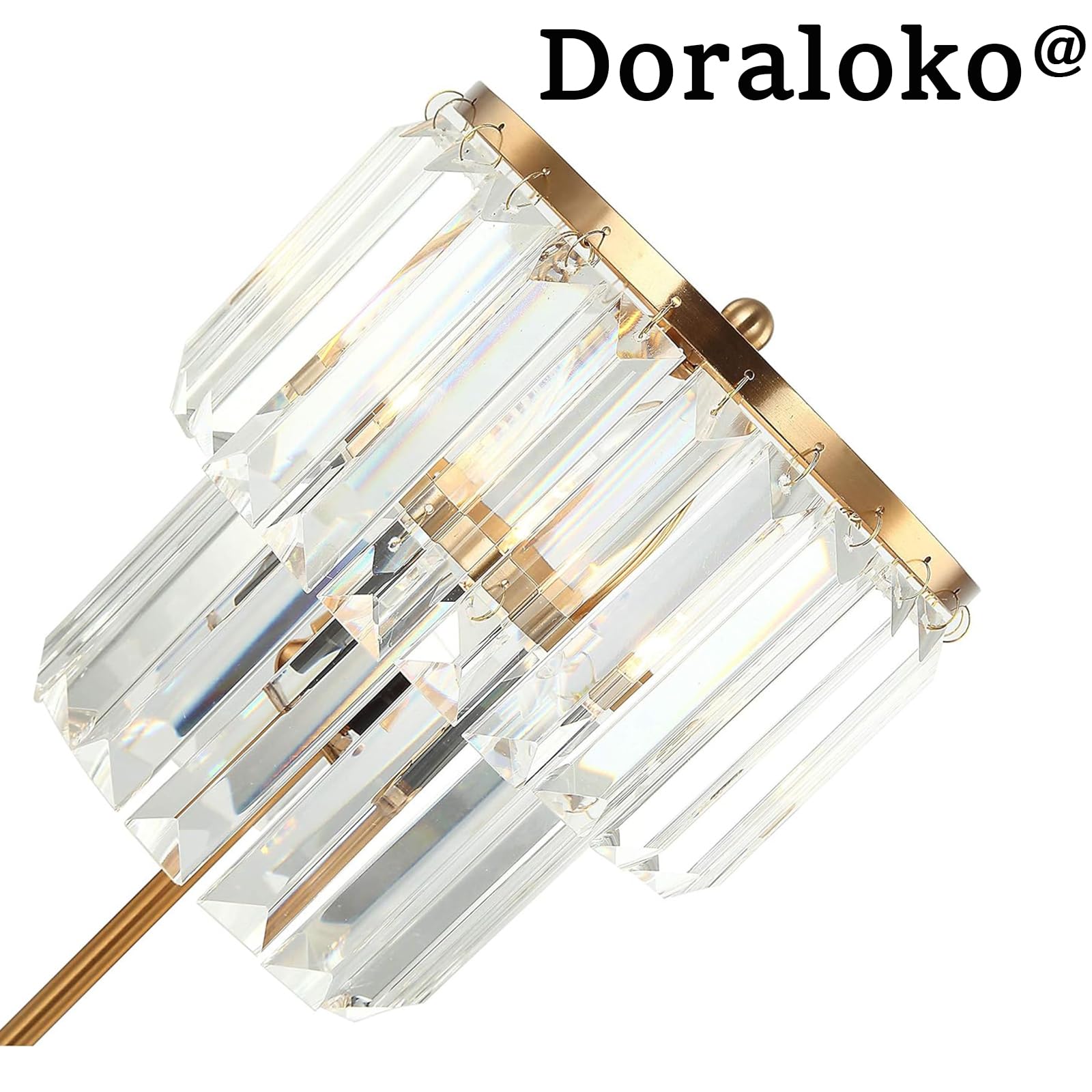 Doraloko Bedside Lamp For Bedroom, Gold Crystal Table Lamp 18 Inches, Tiffany Clear Crystal Drops, Usb Charging Port, E12 Socket, 6W Led Bulb Included, Golden Decorative Desk Light(1 Pack, Brass Finish)