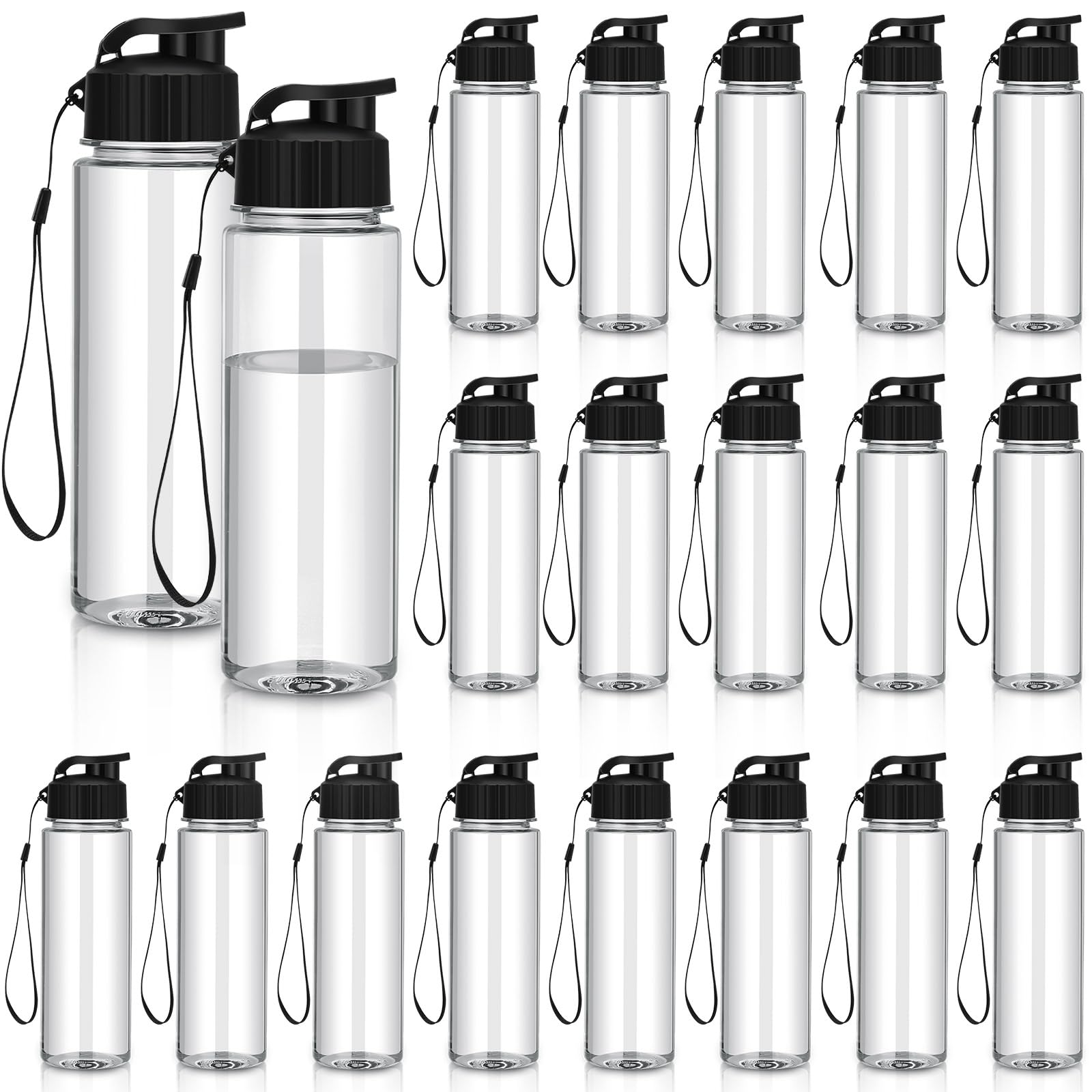 Mifoci 20 Pieces Water Bottle Bulk 17 Oz Plastic Water Bottles Bulk Gym Sports Adults Reusable