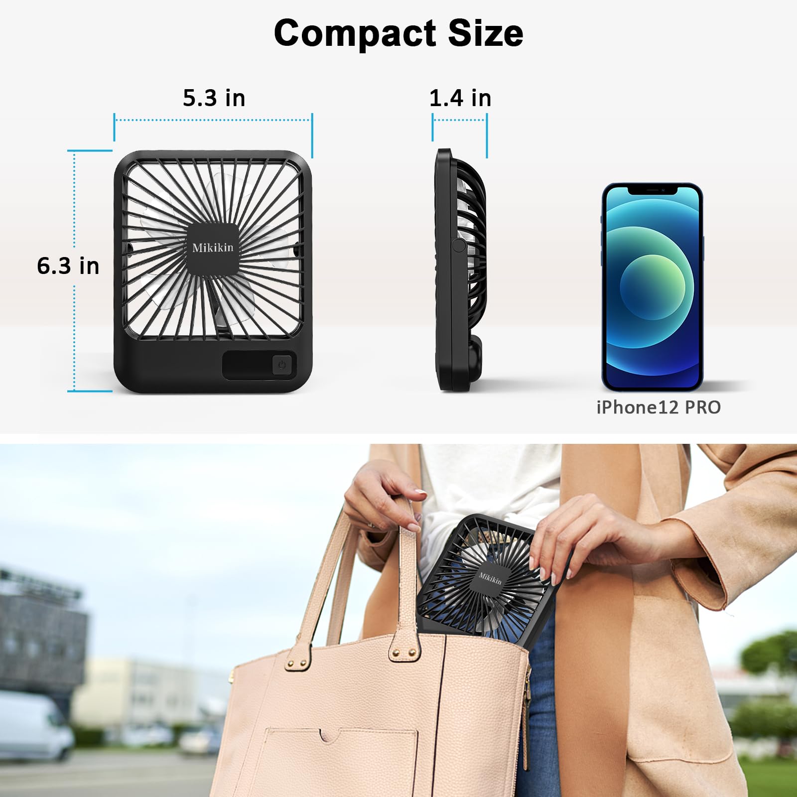 Desk Fan Battery Operated, Portable Usb Rechargeable Fan, 2000Mah 180° Tilt Folding Personal Fan