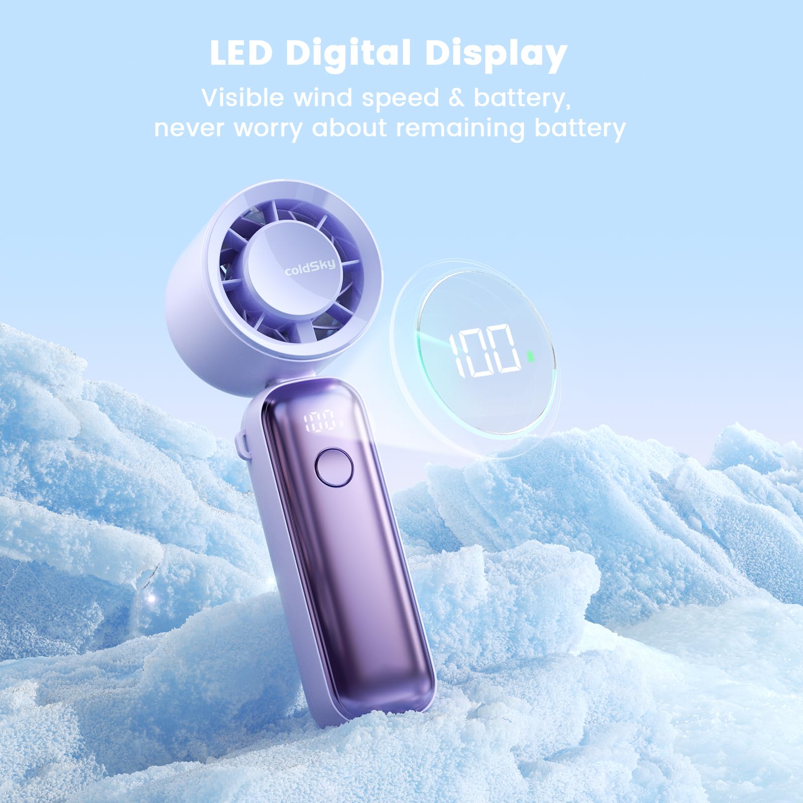 Portable Handheld Turbo Fan, 5000Mah Rechargeable Fan With 6 Speeds, Foldable Neck/Desk Fan