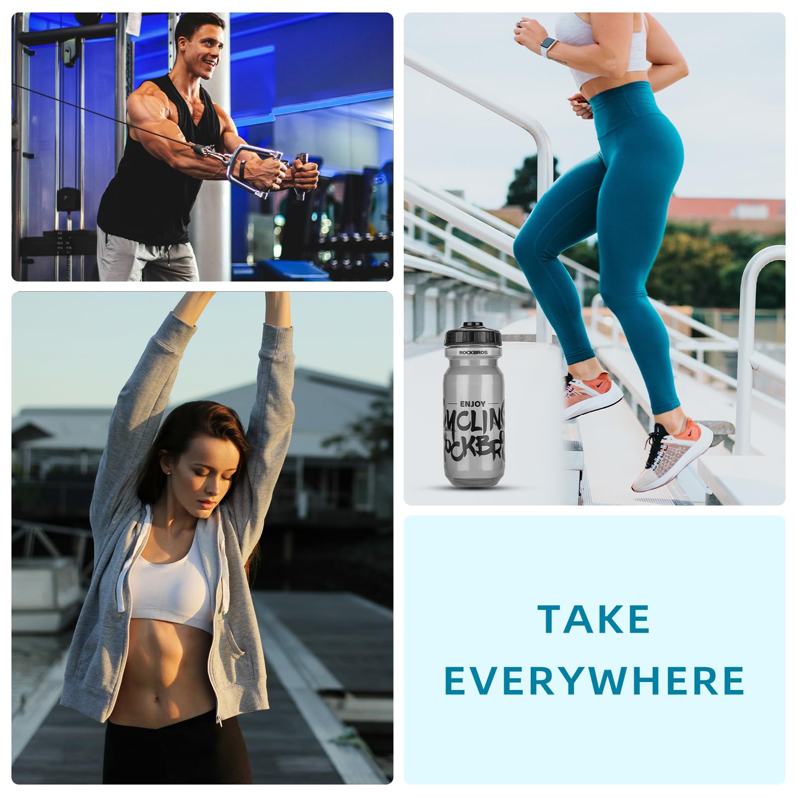 Rockbros Cycling Water Bottle, 20-25Oz Cycling Bottle,-