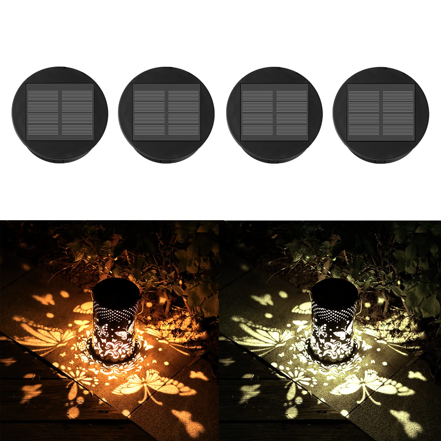 Ostritec 4 Pack Solar Lights Replacement Top (Top 3.07 Inch, Bottom 2.9 Inch) Solar Lantern Light Lids, Waterproof Replacement Parts For Outdoor Lanterns (Warm/Cool White)