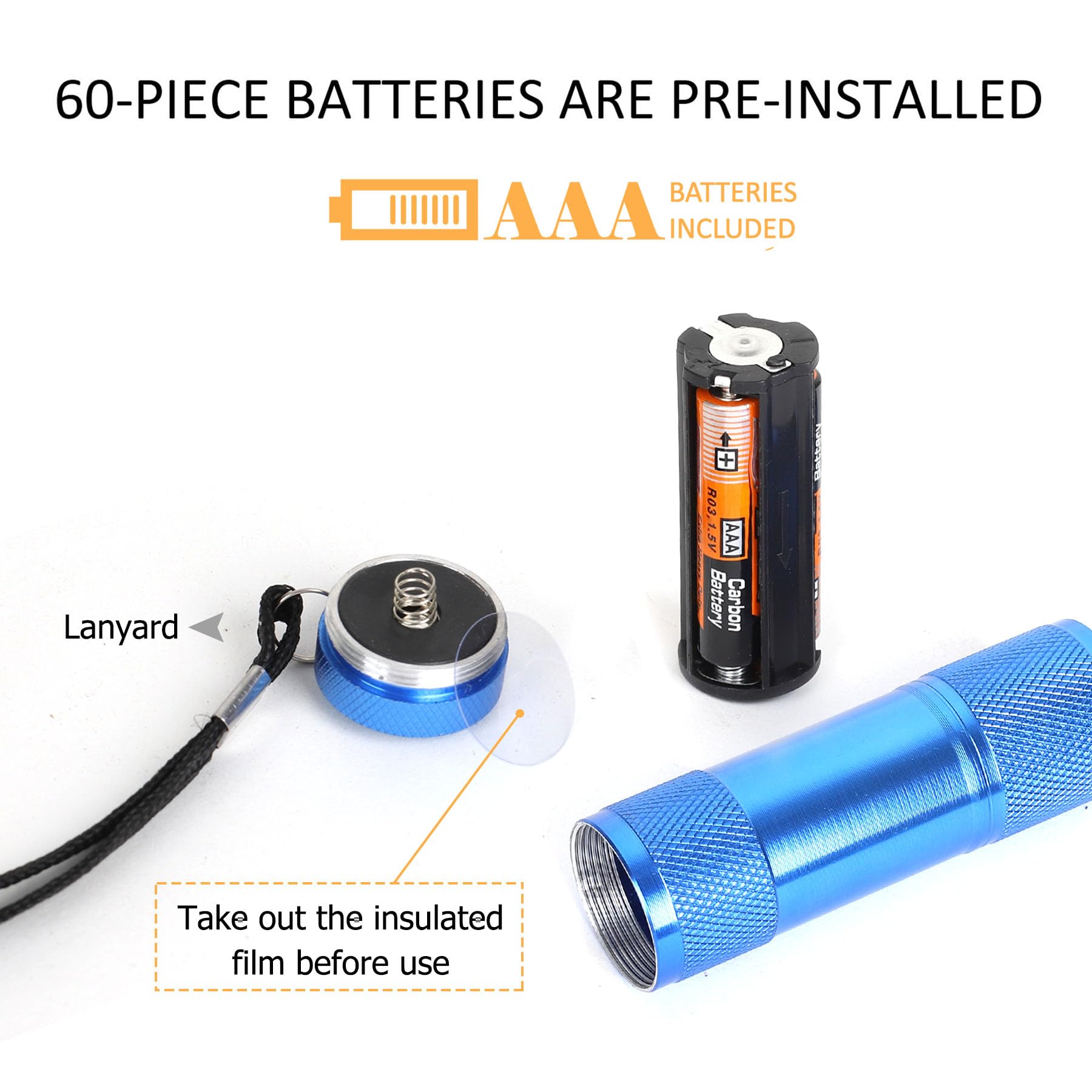 Fastpro 20-Pack Aluminum 6-Led Flashlights Set With Lanyard And Aaa Batteries Included And Pre-Installed