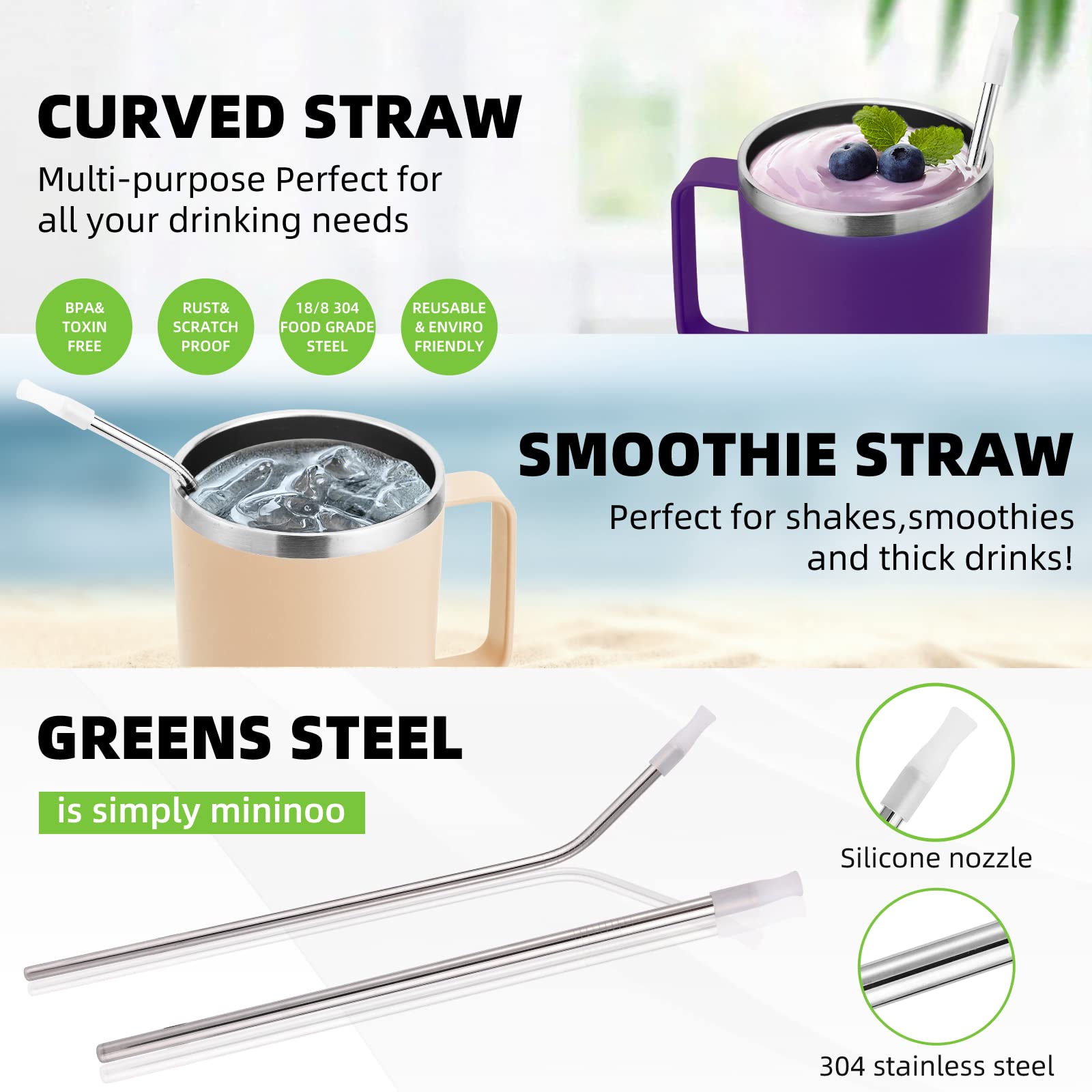 Mininoo 40 Oz Purple Tumbler With Handle And Straw, Cup Holder Friendly Insulated Stainless Steel