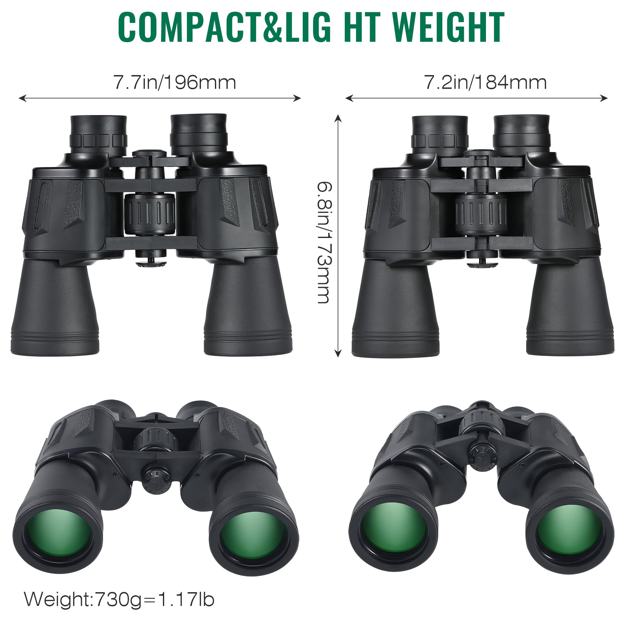 Yomuse 10X50 Hd Binoculars For Adults And Kids, Large View Compact Binocular With Clear Low Light Vision, Waterproof/Professional Bino Culars For Bird Watching/Outdoor Hunting/Travel (Black)