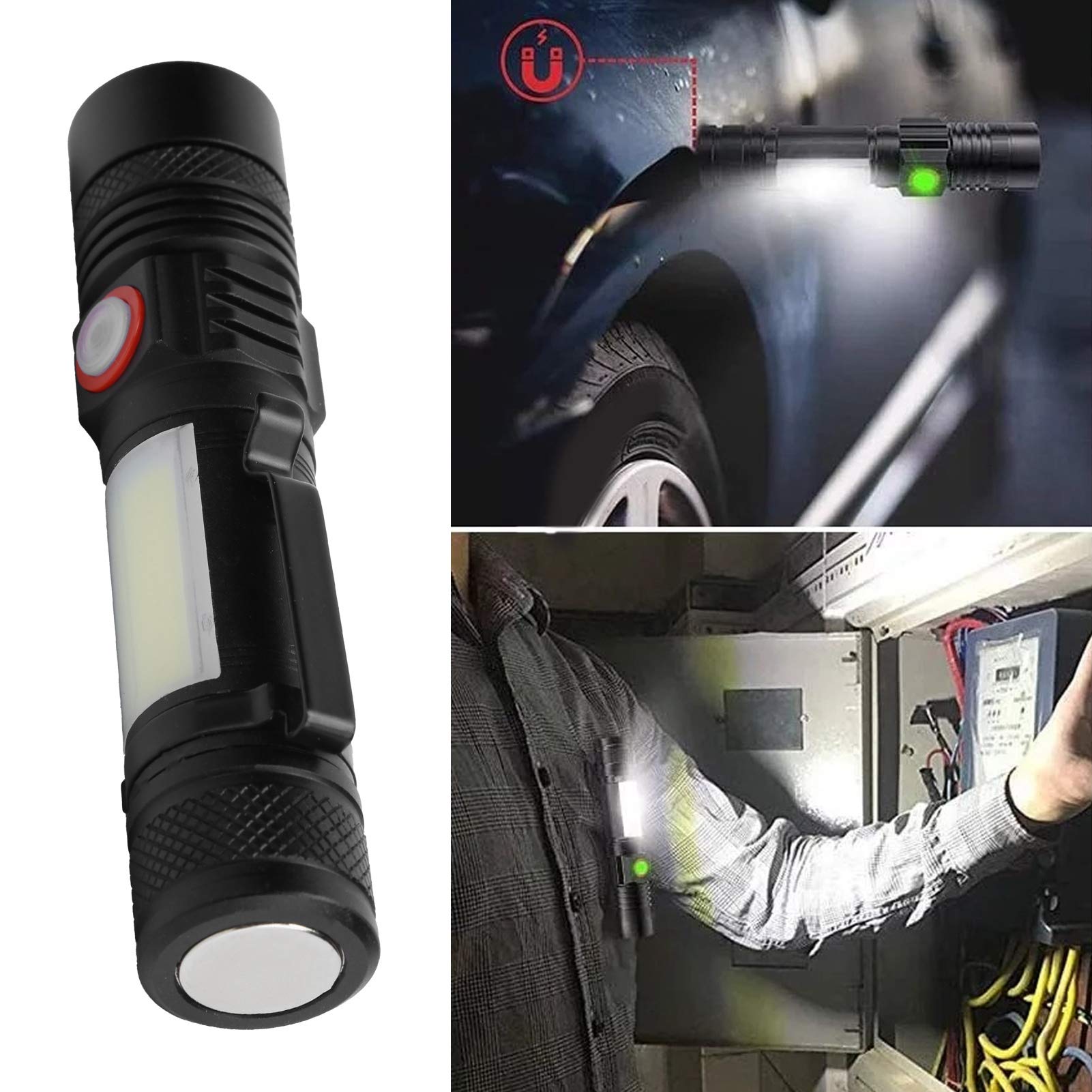 Aunmas Adjustable And Portable Cob Led Flashlight With Magnet For Outdoor And Daily Use