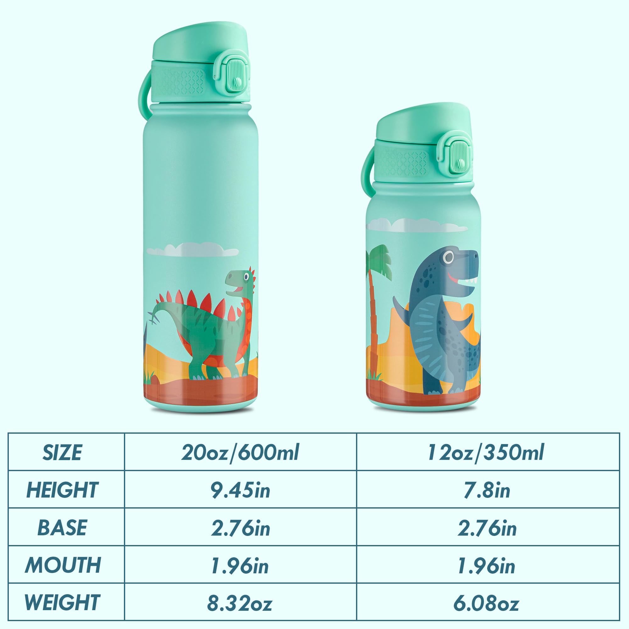 Oldley 12Oz Kids Water Bottle, Stainless Steel Insulated Water Bottle For Kids, With Straws Leak-Pr