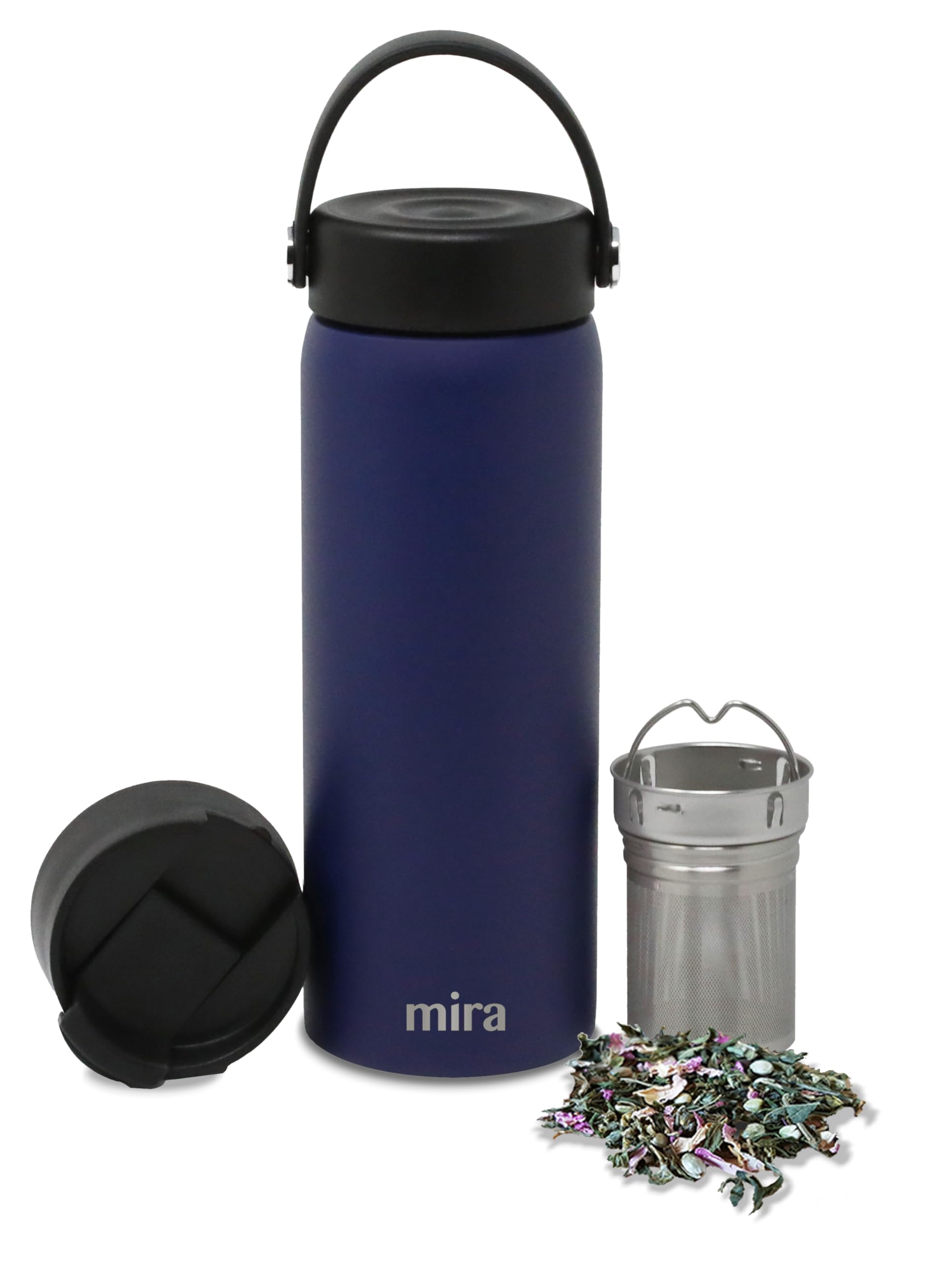 Mira 18 Oz Tea Infuser Thermos - Stainless Steel Travel Bottle With Removable Strainer