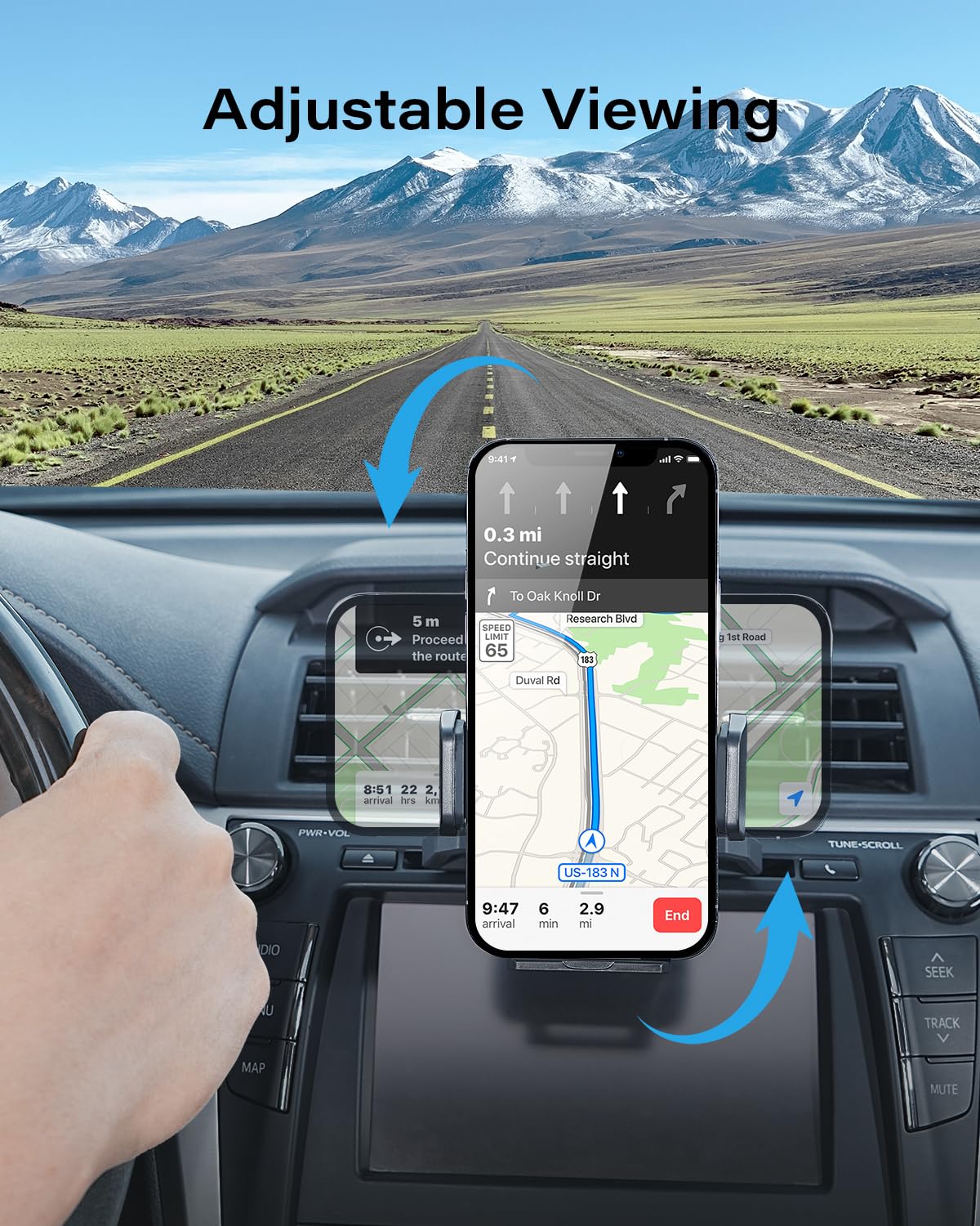 Apps2Car Sturdy Cd Slot Phone Mount With One Hand Operation Design, Hands- Car Phone Holder Universally Compatible With All Iphone & Android Cell Phones, For Smartphone Mobile