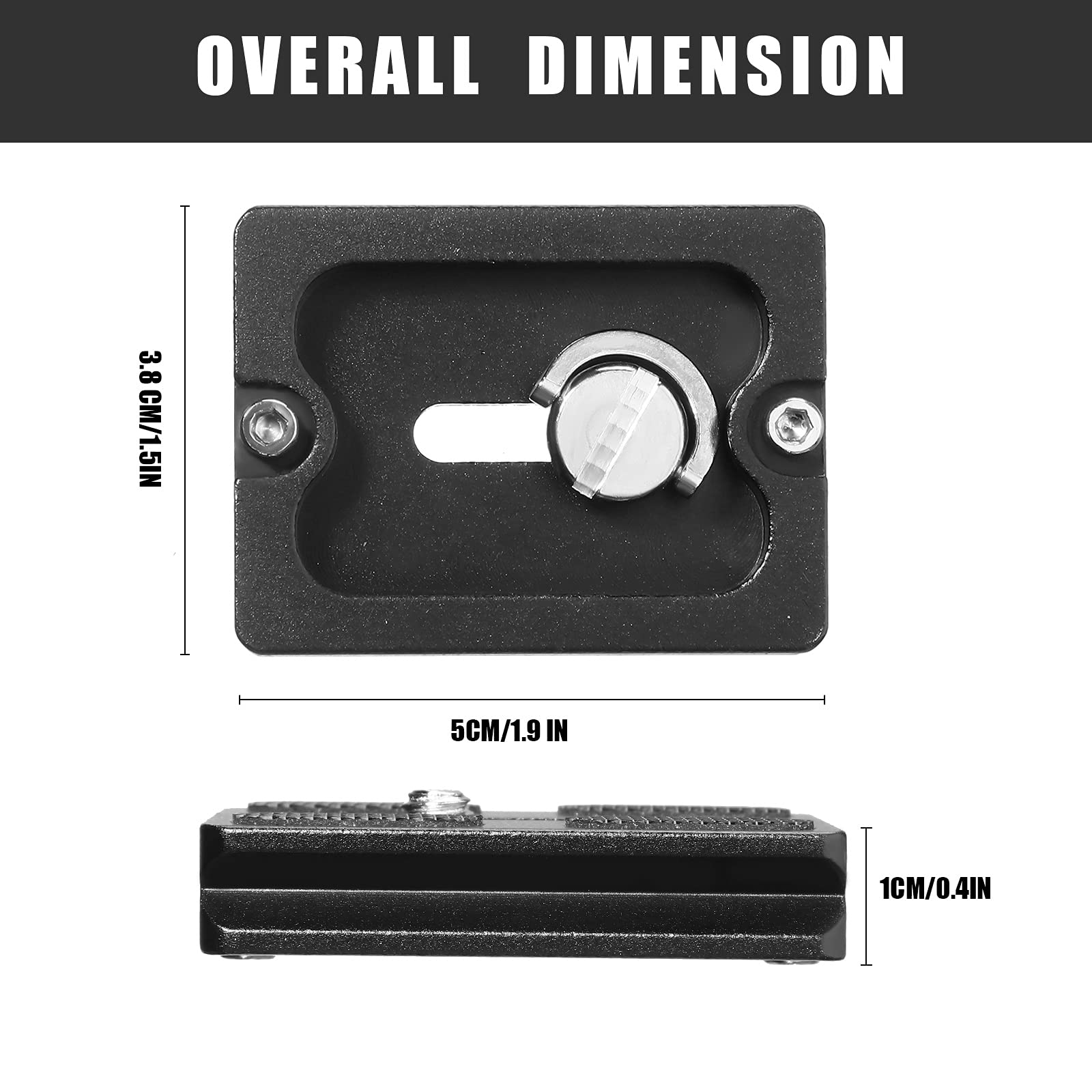 Frienda 2 Pieces Metal Quick Release Plate With 1/4''-20 Camera Screw Tripod Mount Plate Fits Standard For Dslr Camera Tripod Ball Head(Black,Pu50)
